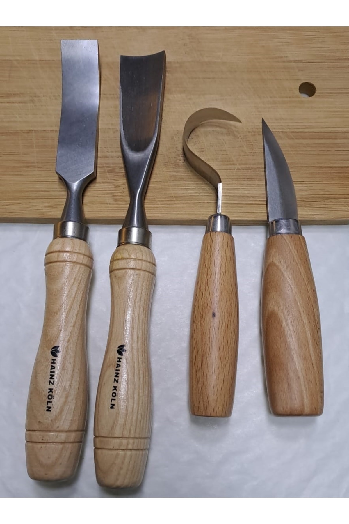 Ahşap oyma ıskarpela alet seti Kaşık Heykel Kuksa oval düz Oyma yontma kıvrık Bıçak 4 lü