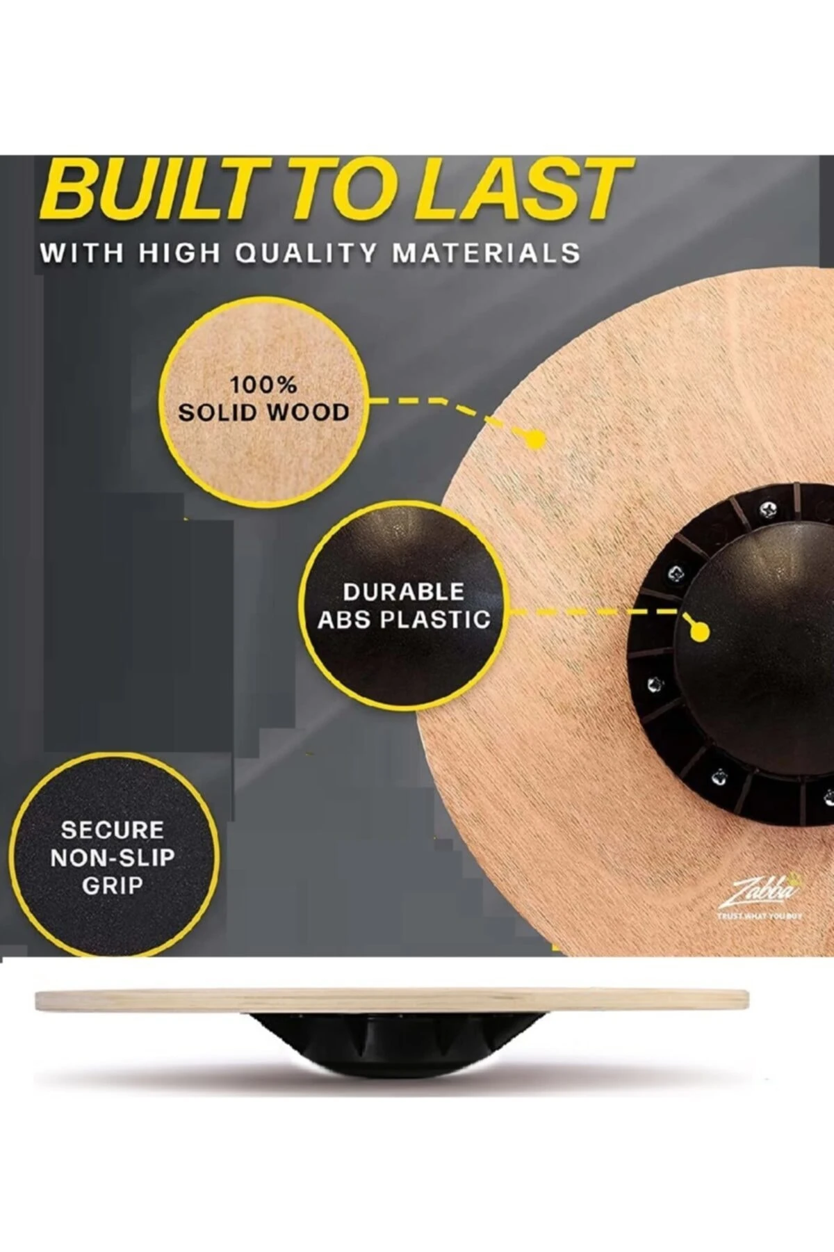 Oval Denge Tahtası Balance Board Yoga Spor Egzersiz Fitnes Platformu 48cm Yuvarlak Kontraplak