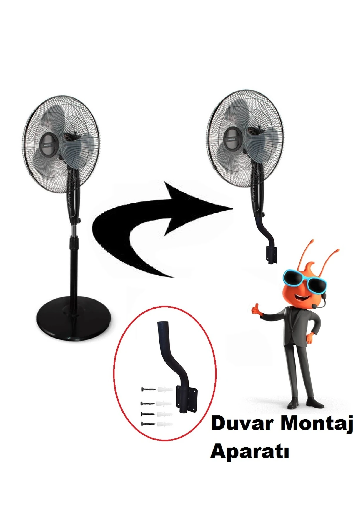 Ayaklı Vantilatörü Duvar Vantilatörüne Dönüştürme Aparatı Duvar Montajlı Hava Pervanesi için Braket