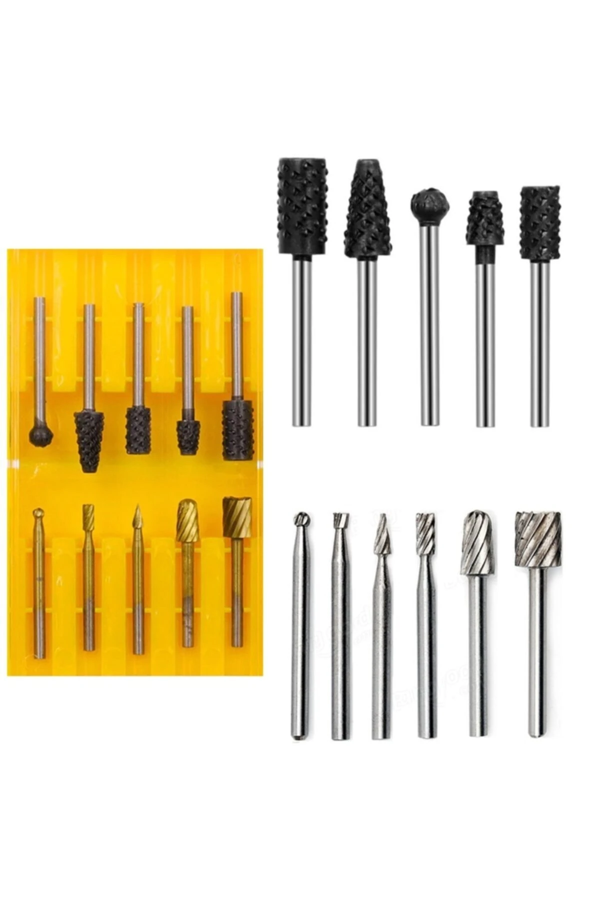 Mini Gravür Makinası Için Ahşap Oyma Törpüleme Delme Eğe Freze Uç Seti Kalıpçı 11 Parça Kalıpçı