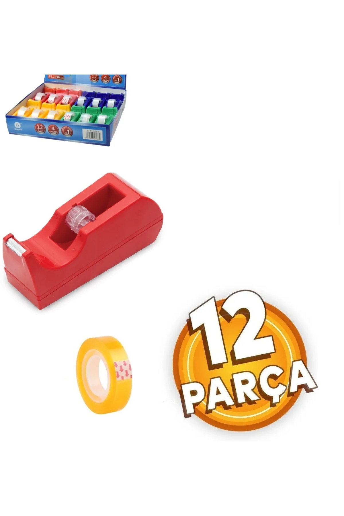 Şeffaf Para bandı seti 12 parça dispanserli 10mt Selo Bantlı Bant kesme Makinası şerit bant
