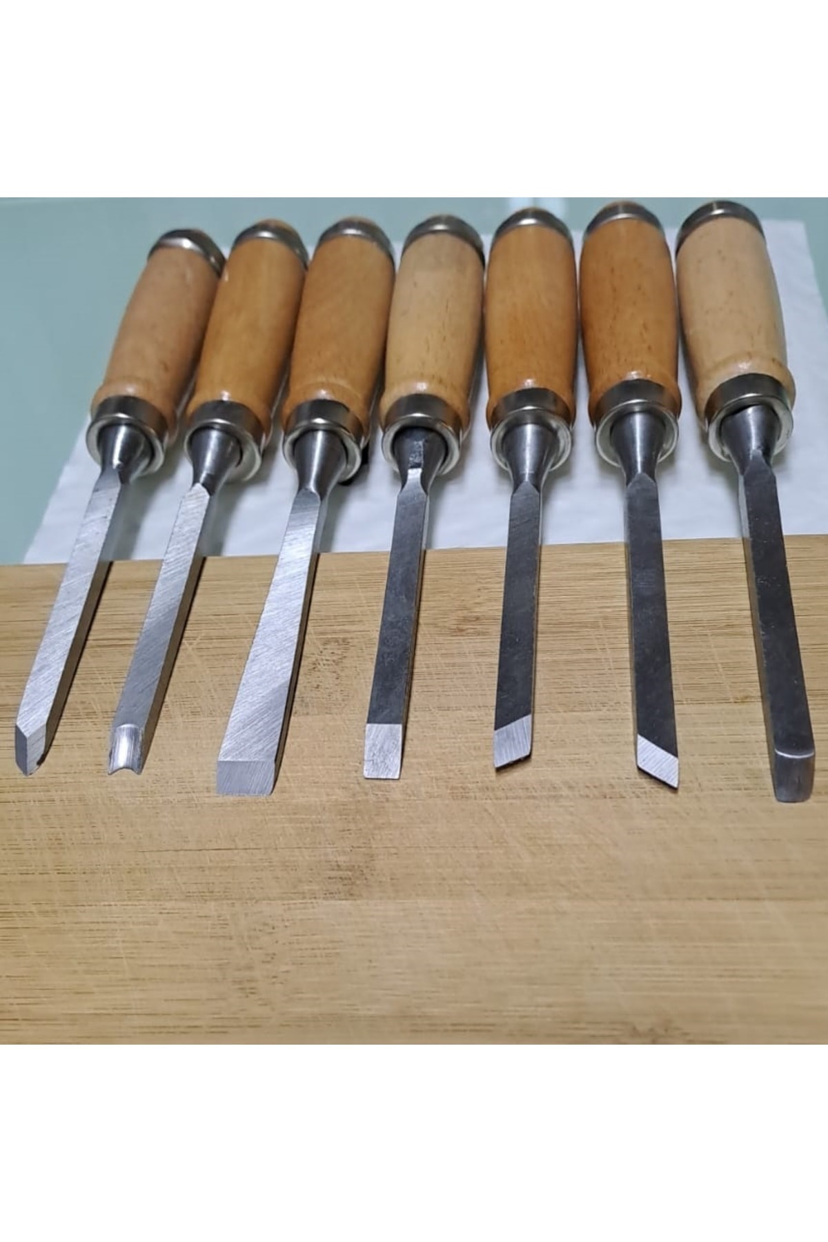 Ahşap oyma ıskarpela alet seti Kaşık Heykel Kuksa oval düz Oyma yontma Bıçak 7li