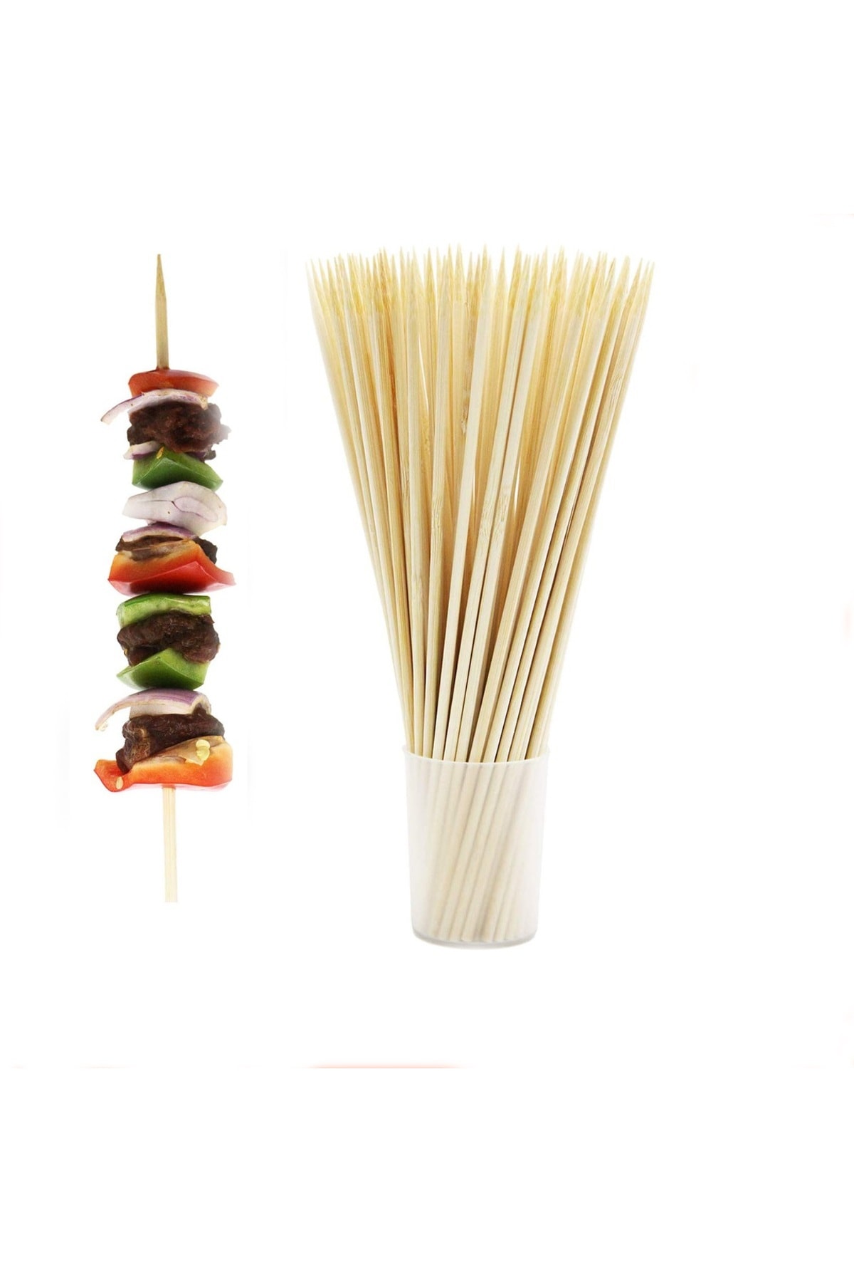 Bambu Çöp Şiş cubuğu 200 Adet mangal gril barbekü ızgara için ahşap bambudan şiş çubuk