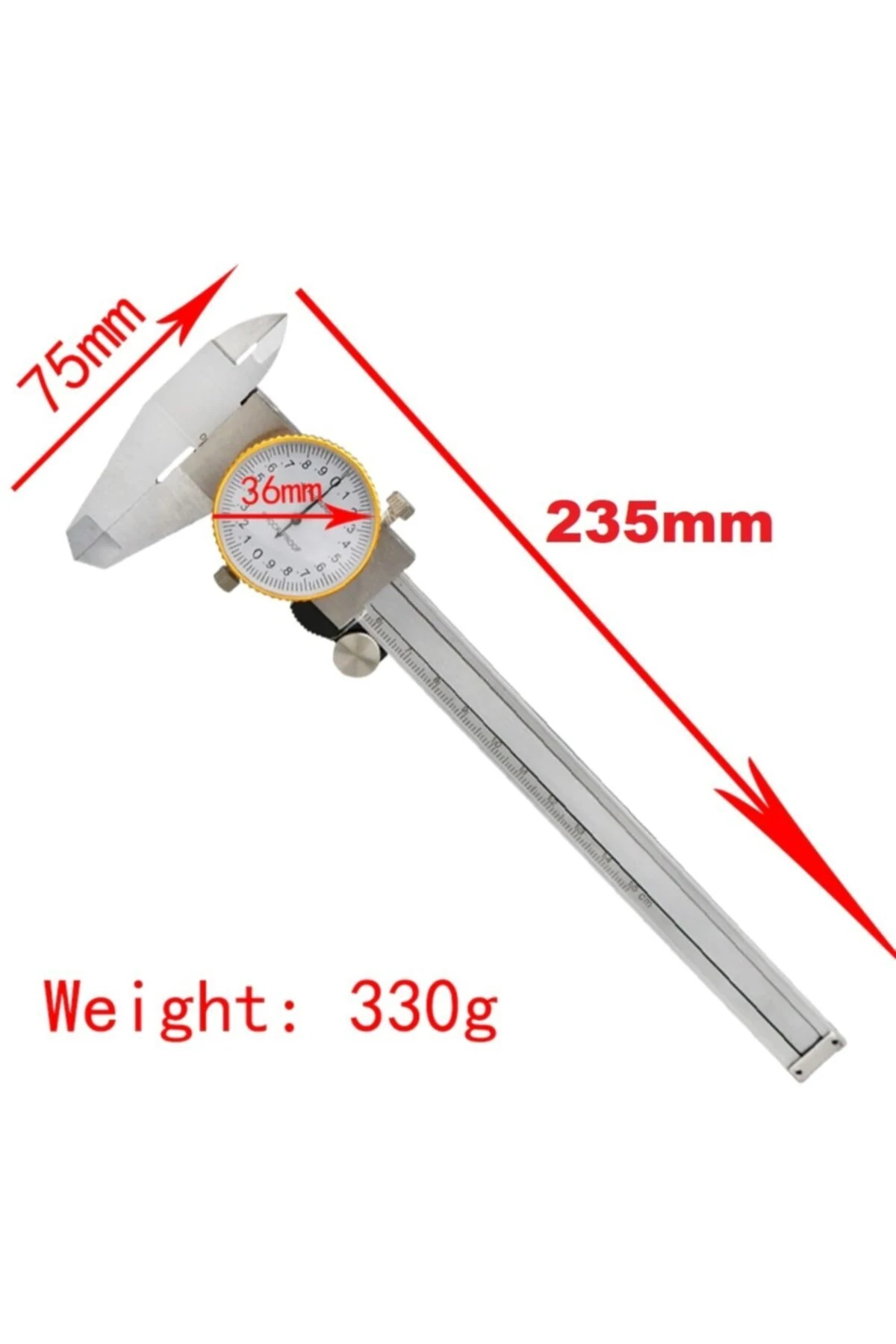 Hassas Göstergeli Kumpas Paslanmaz Çelik Sürmeli Kaliper Ölçer Mikrometre 150mm / 0.02mm
