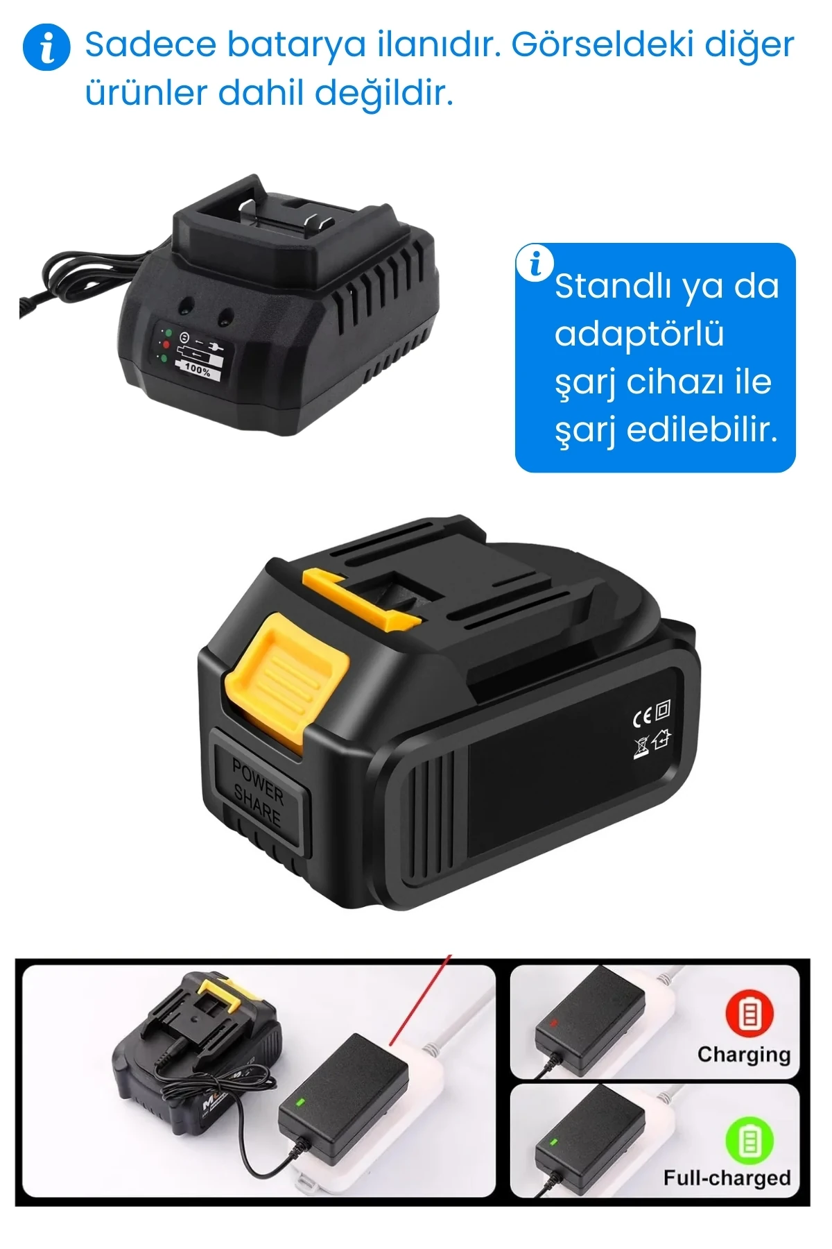 Şarjlı Matkap Yedek Batarya 24v 21v 18v 48 Volt Şarjlı Makine Aküsü 10lu Pil Grubu Üniversal 18650