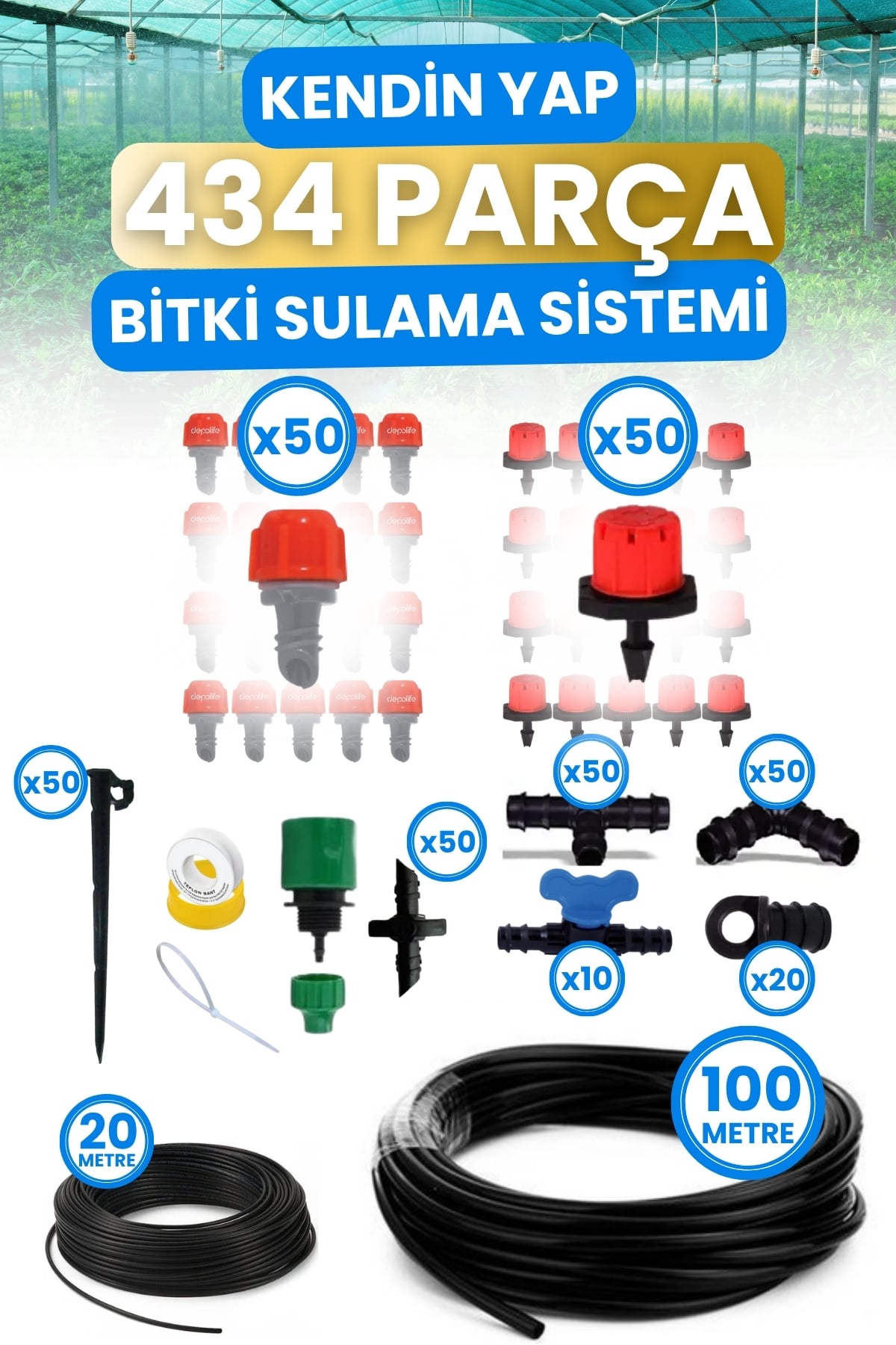 Bahçe Balkon Veranda Sera Bitki Çiçek Damlama Nemlendirme Sisleme Püskürtme Hortum Sulama Sistemi