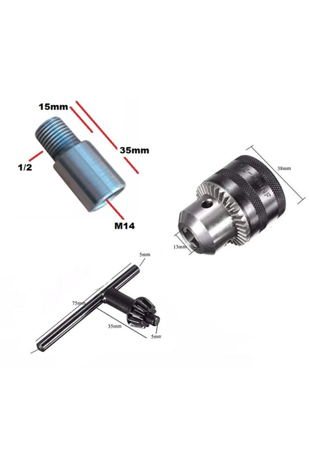 Avuç Taşlama Spiral Makinesini Mandrenli Matkaba Dönüştüren Adaptörlü Çelik Mandren Anahtarlı