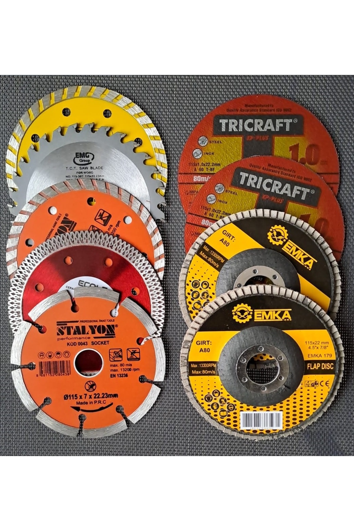 Ahşap Metal Mermer Granit Seramik kesici disk Seti Kesme Zımparalama Daire Disk Bıcak 115mm ispirel