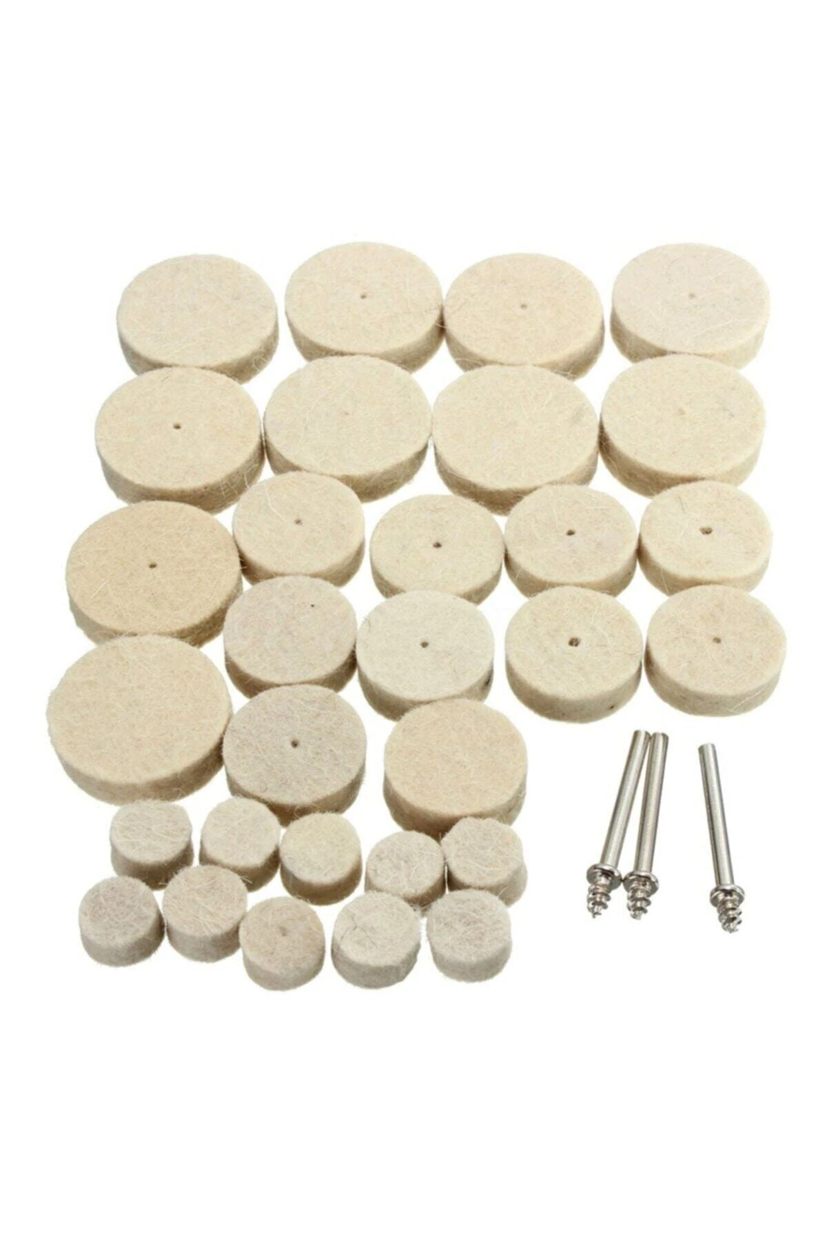 Polisaj Cila Parlatma Keçesi Yün Matkap Ucu Keçe Dremel 13/25/30mm Toplam 30 Adet Keçe 3 Aparat