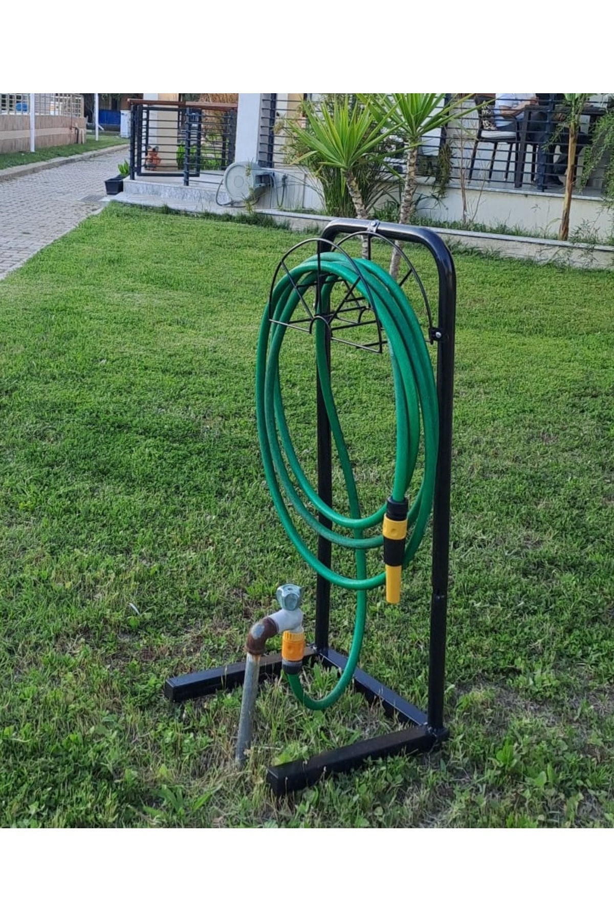 Hortum Toplama Aparatı Bahçe Su Hortumu Dolama Makarası Standlı Metal Hortum Dolama
