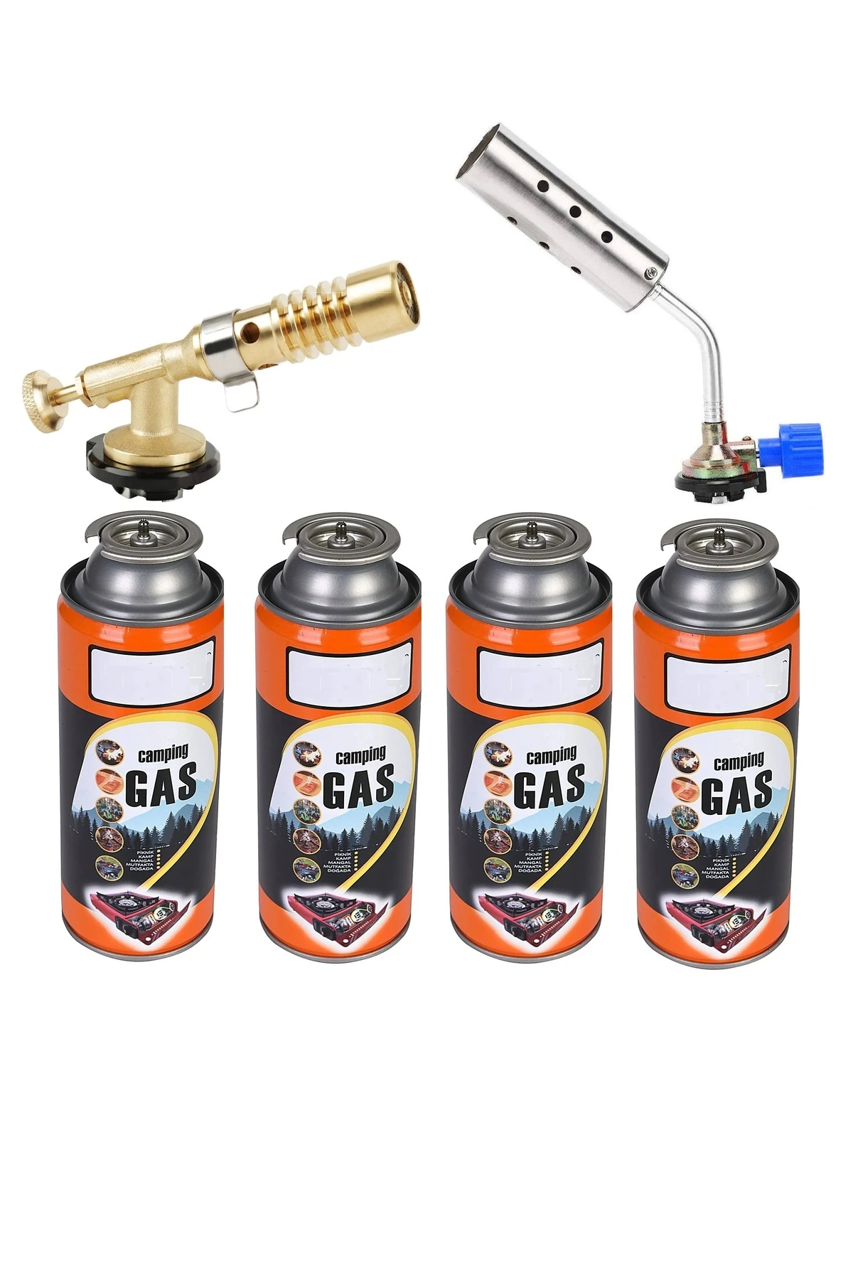 Kaynakcı Tamirci Pürmüz 4 Kamp Gazlı Torch Alev Tabancası Pişirme Şaloma Başlığı 2 Çeşit Kafa