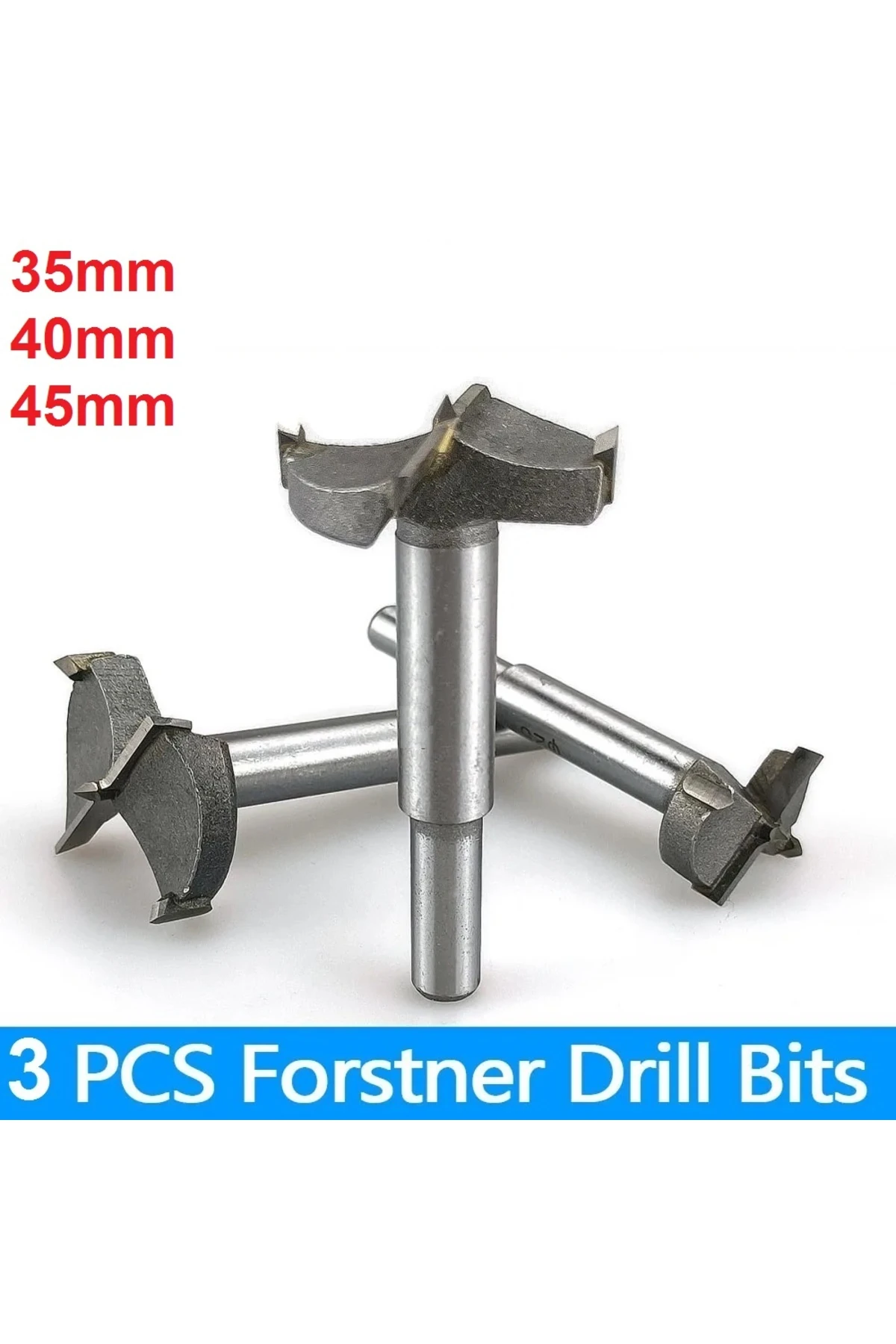 Ahşap Delme Panç Seti 35mm 40mm 45mm 3lü Karot Set Matkap freze ucu Menteşe
