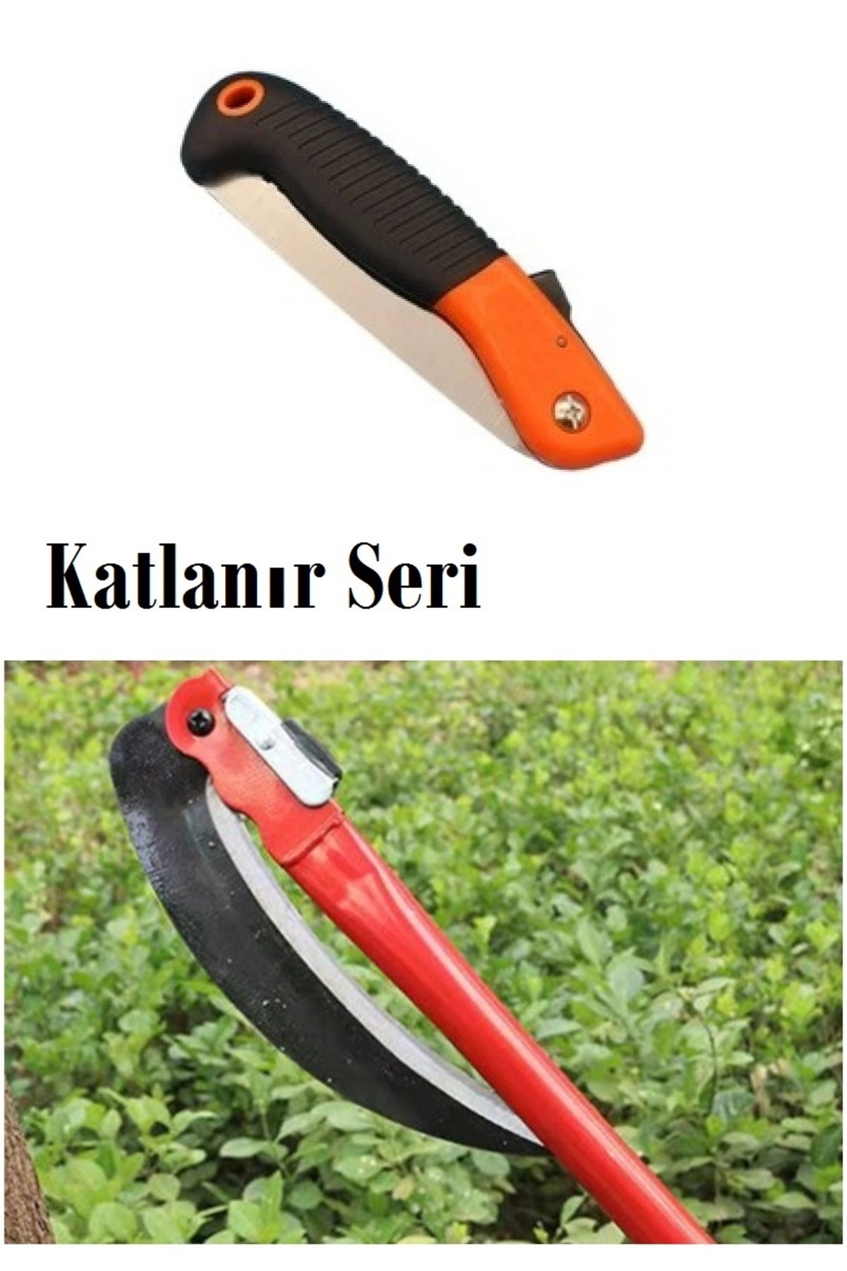 Katlanır Orak Tırpan Testere Bileme Taşı Eğe Seti 4lü Bahçe Çim Ot Kesme Budama El Alet Takımı