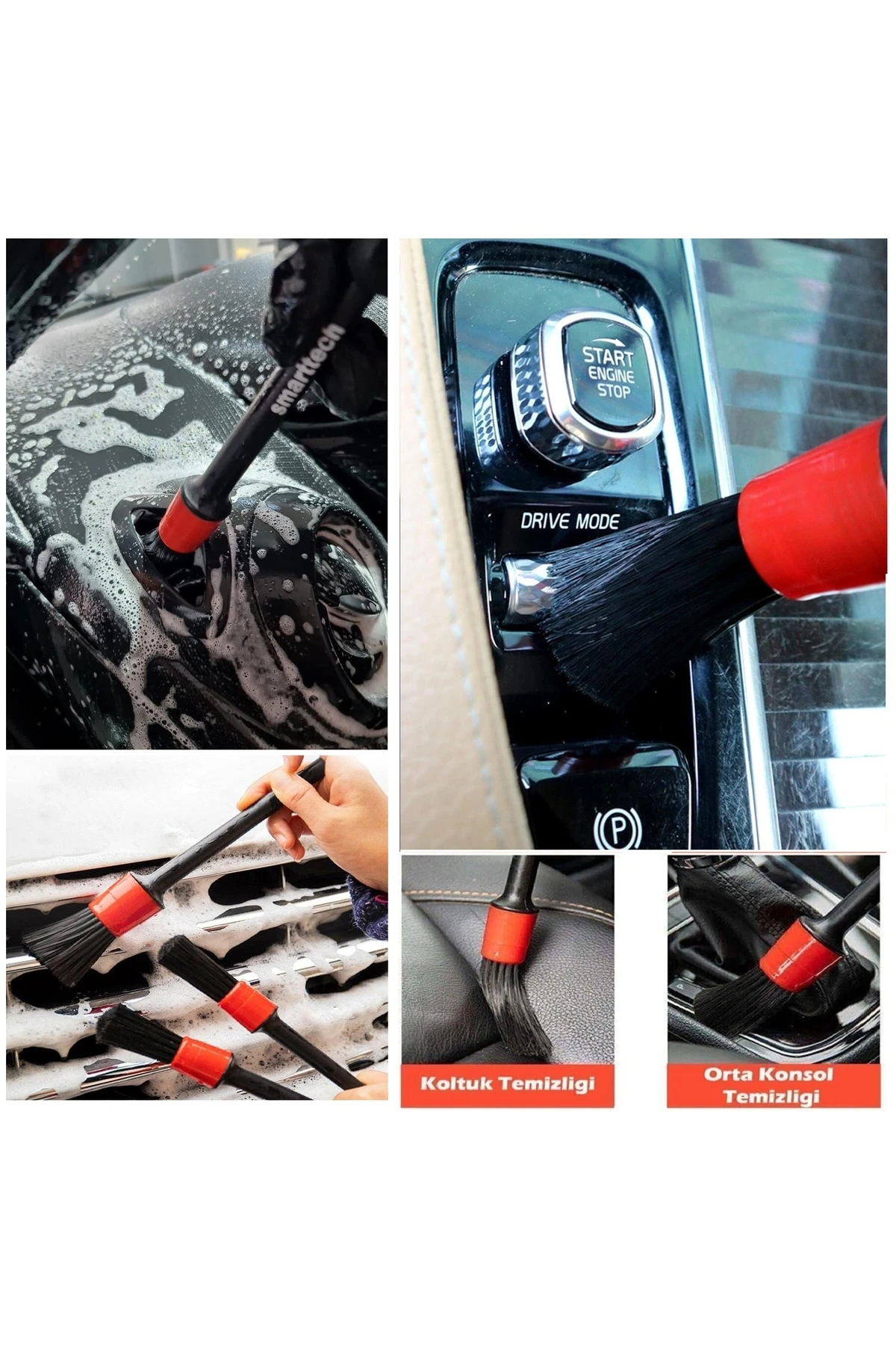 Detay temizlik fırça seti oto araç iç dış detaylı temizlik fırça takımı 5li ıslak kuru temizlik