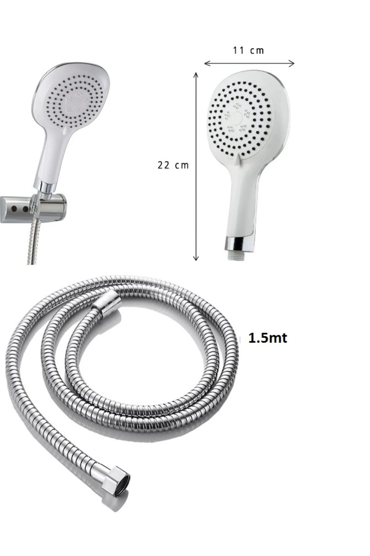 Banyo Bataryası için duş hortumu ve duş başlığı seti 3 Parça Takım Tasarruflu