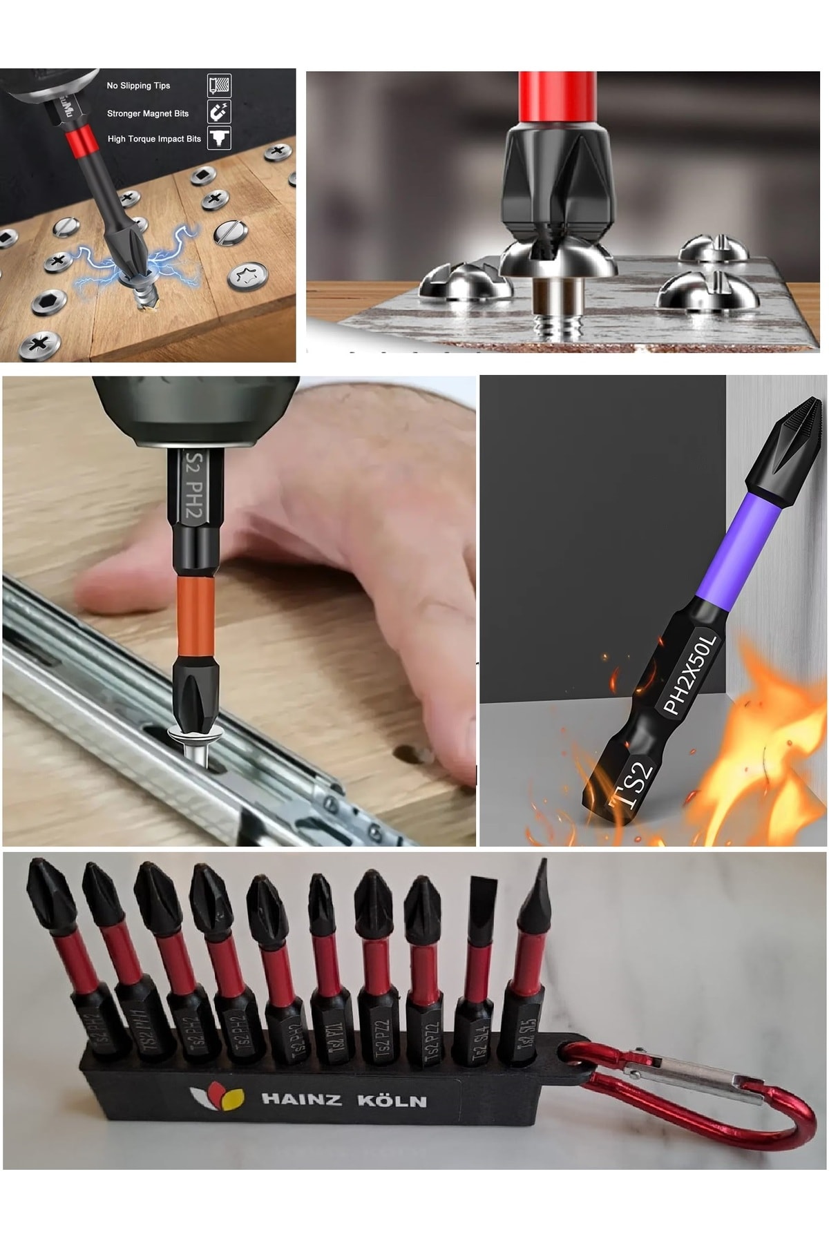 Bits Uç Matkap Ucu Tornavida Ucu Vidalama Ucu Yıldız Profesyonel 10 Lu Ph2 Pz2 Anahtarlıklı