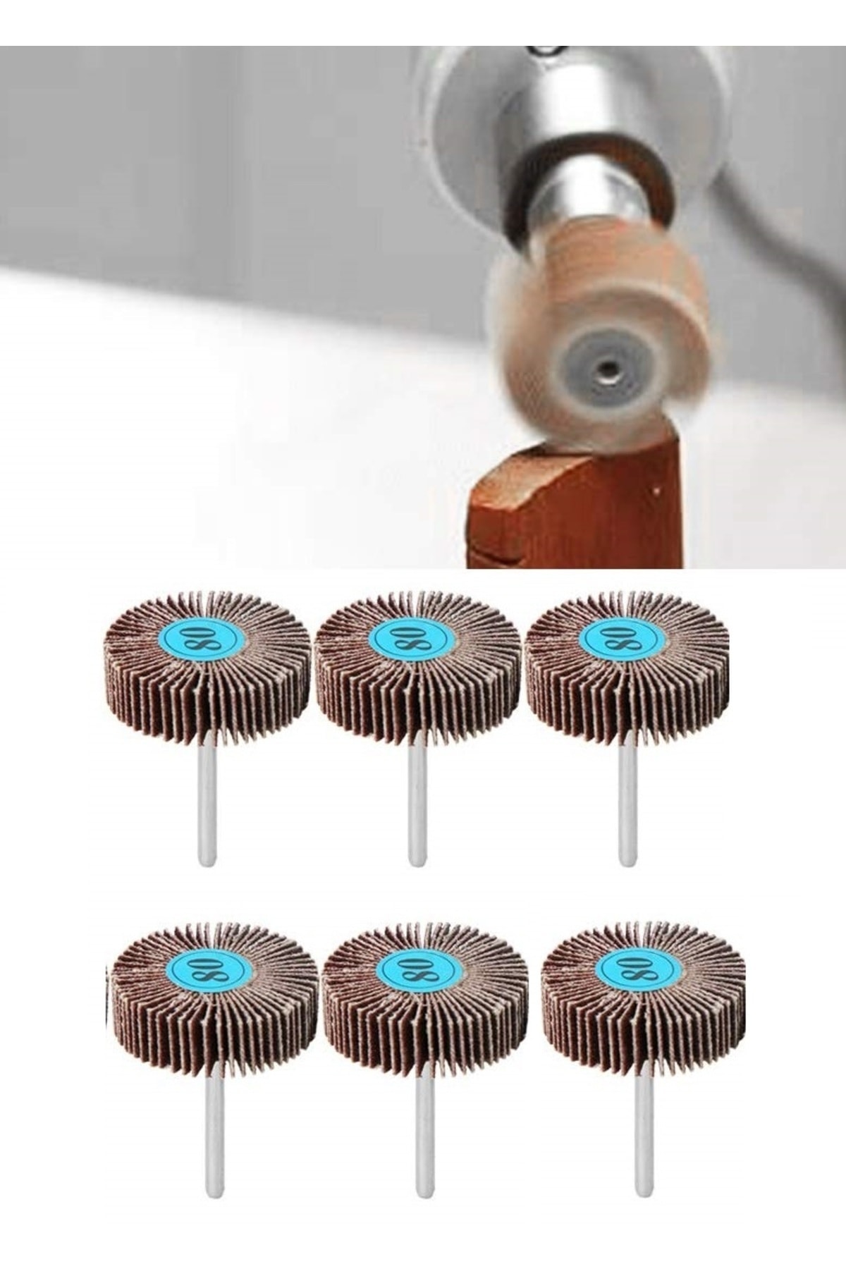 Gravür Makinası Cihazlar Için Mop Flap Disk Zımpara Seti 6lı 3mm Sap Çoklu Yaprak Zımpara Takımı