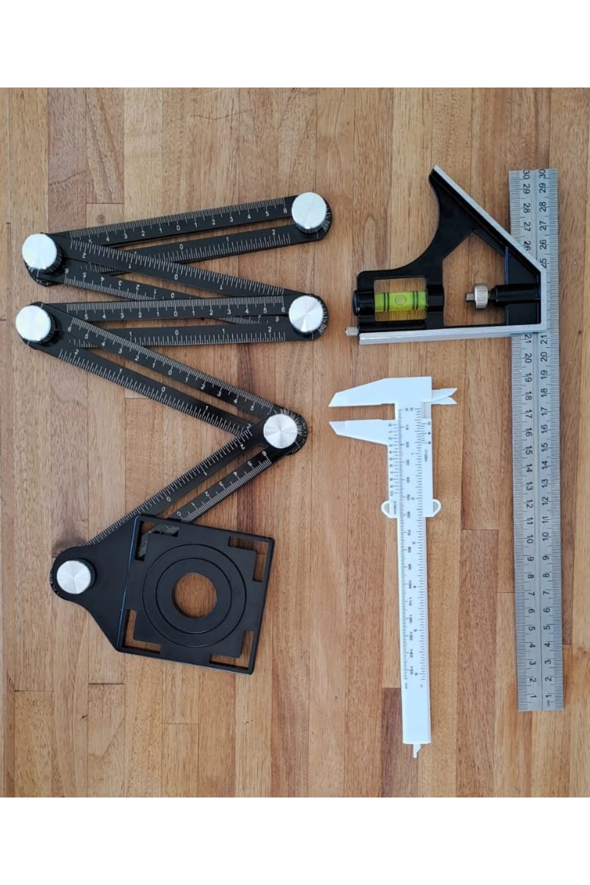 Mühendis Mimar Marangoz cizim Kalıplama Tarağı Kombine Gönye cizim Şablon Cetvel Kumpas Seti 45°/90°