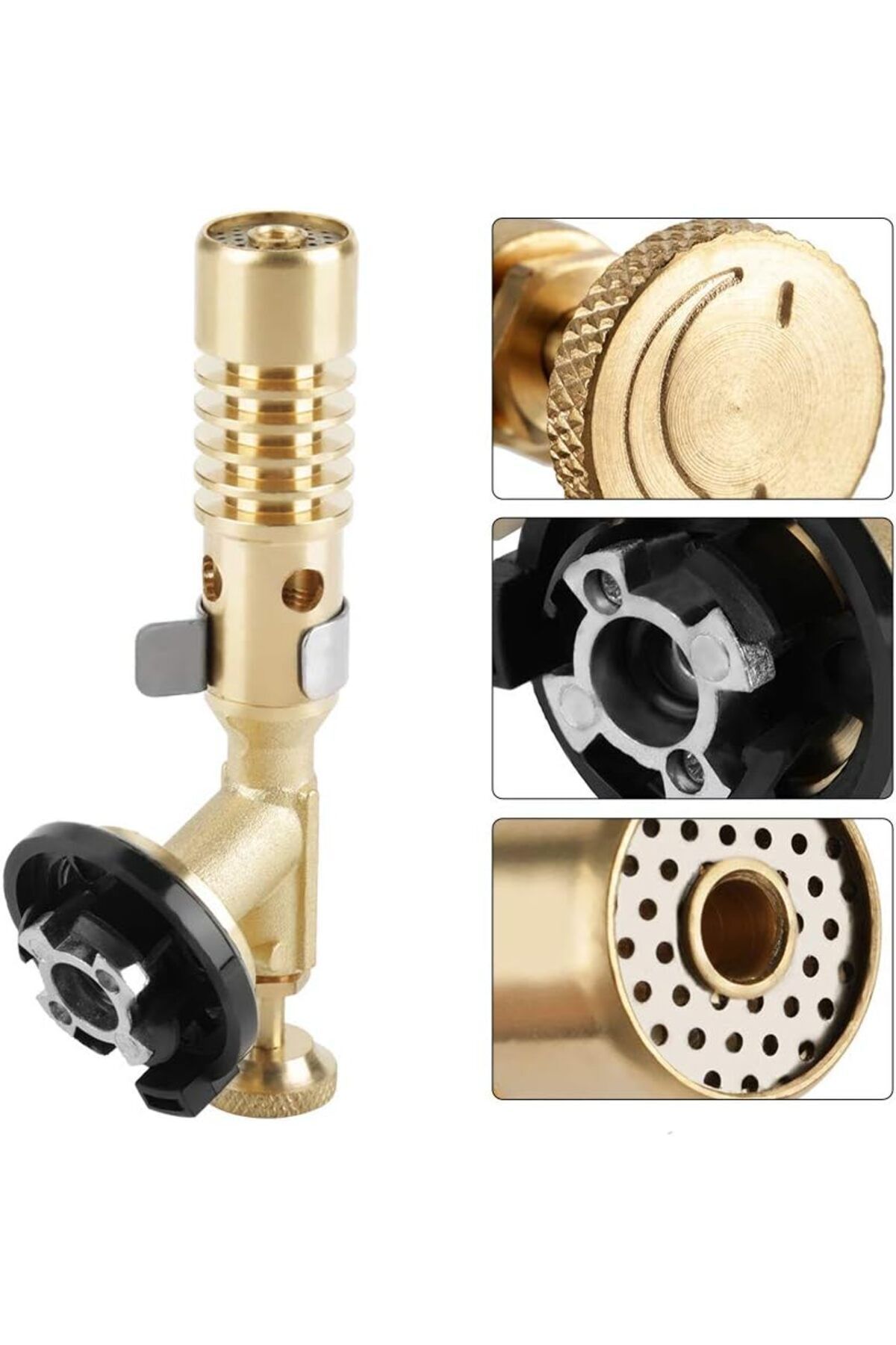 Tamirci Kaynak Şalama Pürmüzü Yüksek Alevli Metal Kafa Pürmüs Torch Ve 5li Kamp Gazı Seti 400ml