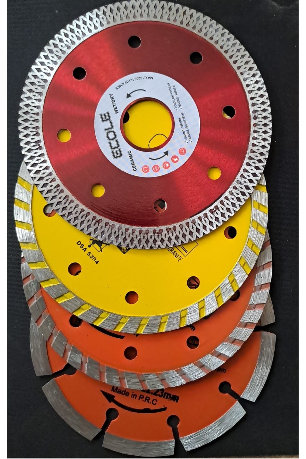 Mermer Granit Seramik Beton Taş Kesici Disk Seti 115mm Kesme Daire Disk Bıçak Takımı 4 Parça