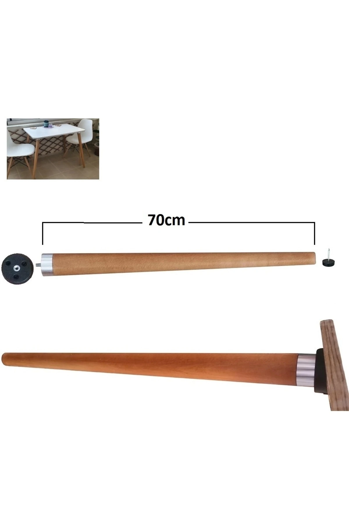 masif Gürgen Konik Ahşap Ayak M8 Vidalı ve Montaj Aparatlı açılı tabla Masa ayağı