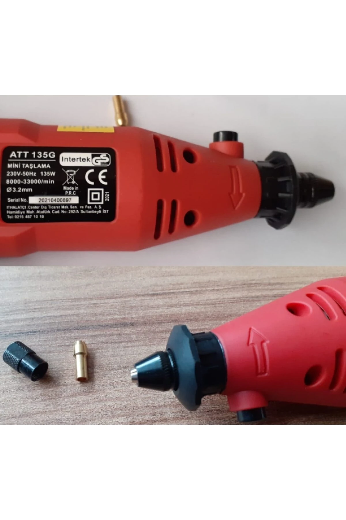 Atlas 135 G Mini Taşlama Gravür Makinası Mandren Att 135 G Kısa Kuyruk Otomatik Mandrel 3 Çeneli