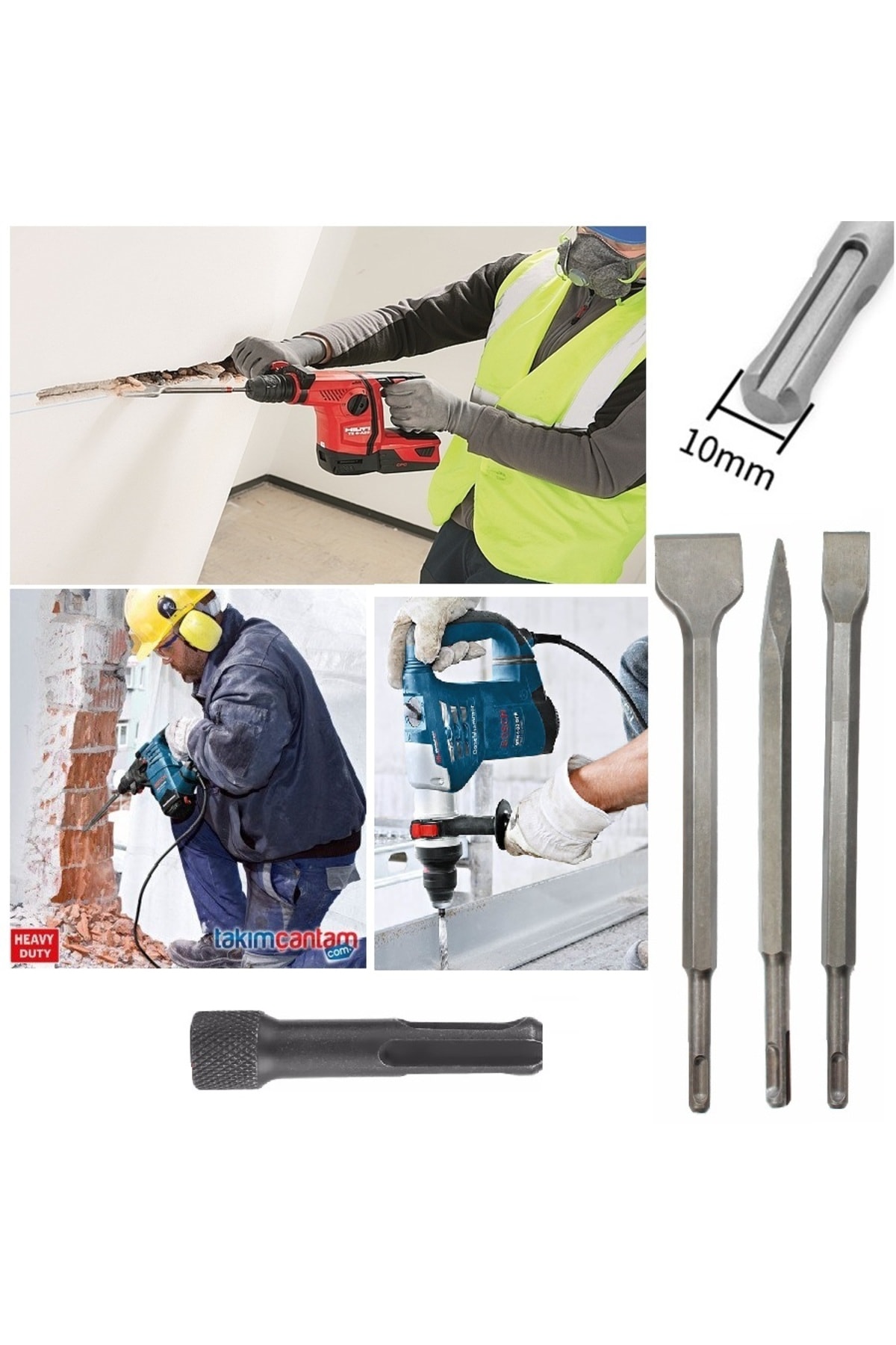 Beton Kırma Delme Raspalama Sds Plus Hilti Uç Seti Bits Vidalama Adaptörü Ve Uc Keski Murc Takımı