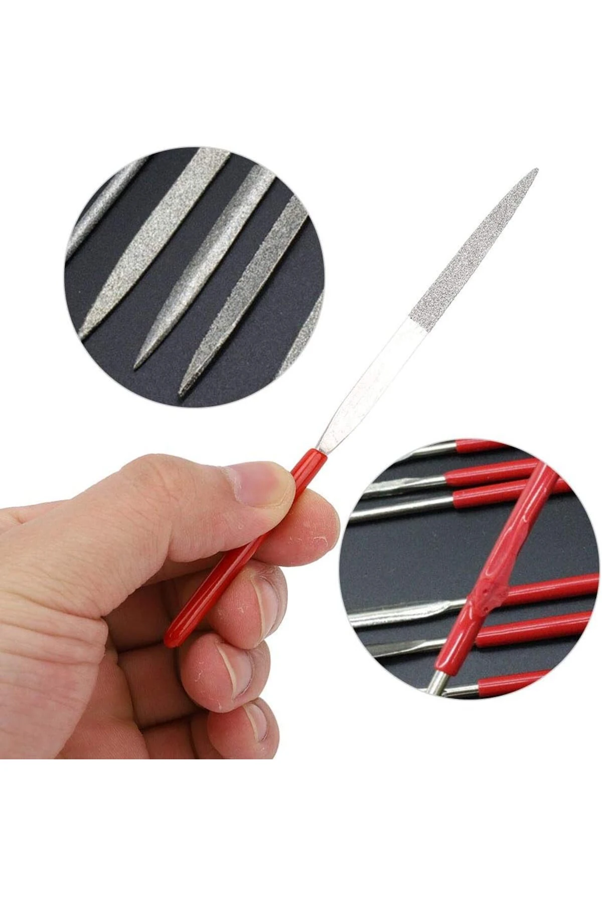 Hassas Elmaslı Eğe Seti 10 Parçalı Kuyumcu eğeleme seti 3x140mm cam saat takı işleri için ideal