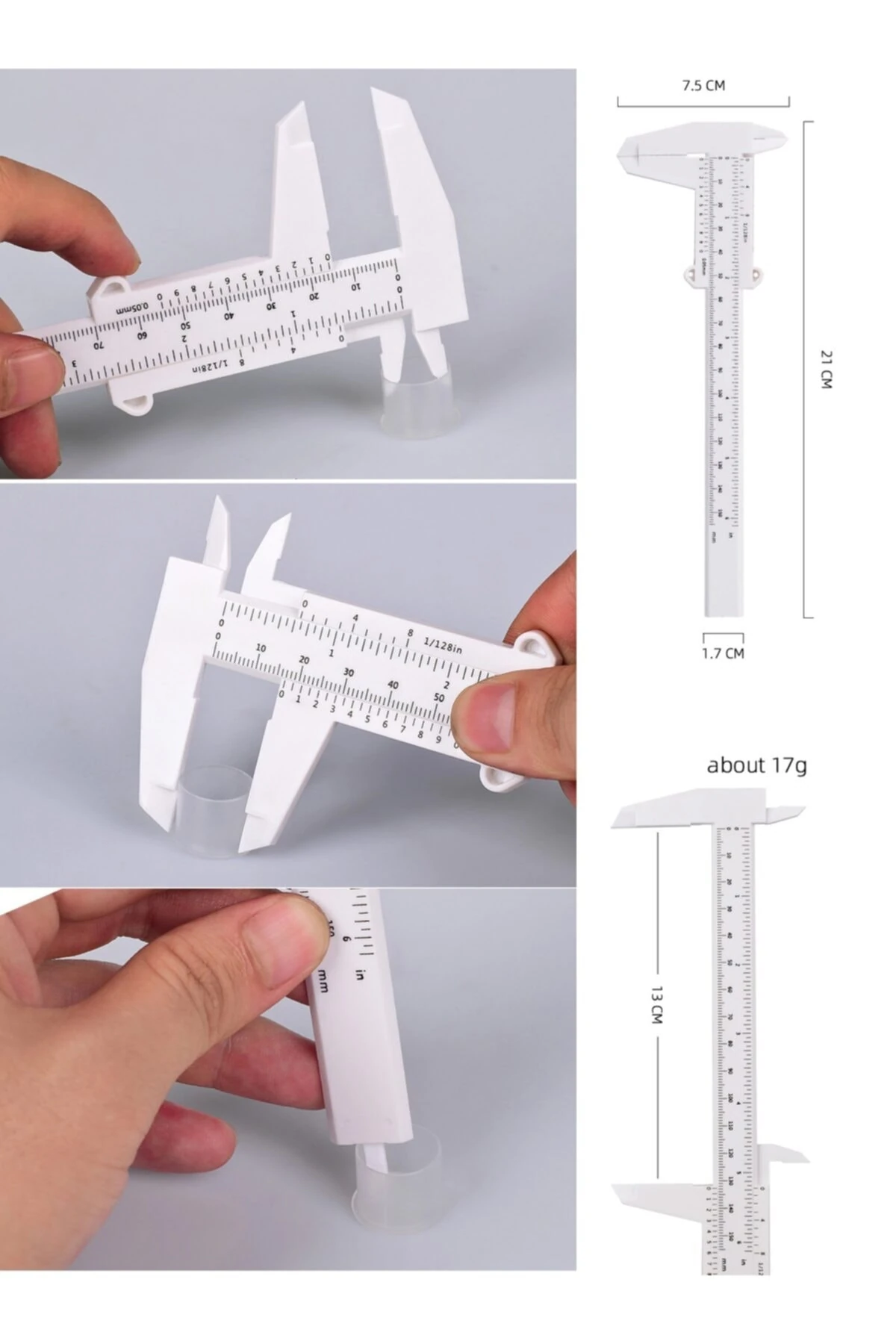 Hassas Mekanik Plastik Kumpas Inc Mm Ölçüm Kalınlık Derinlik Çap Ölçer Paslanmaz 150mm Beyaz