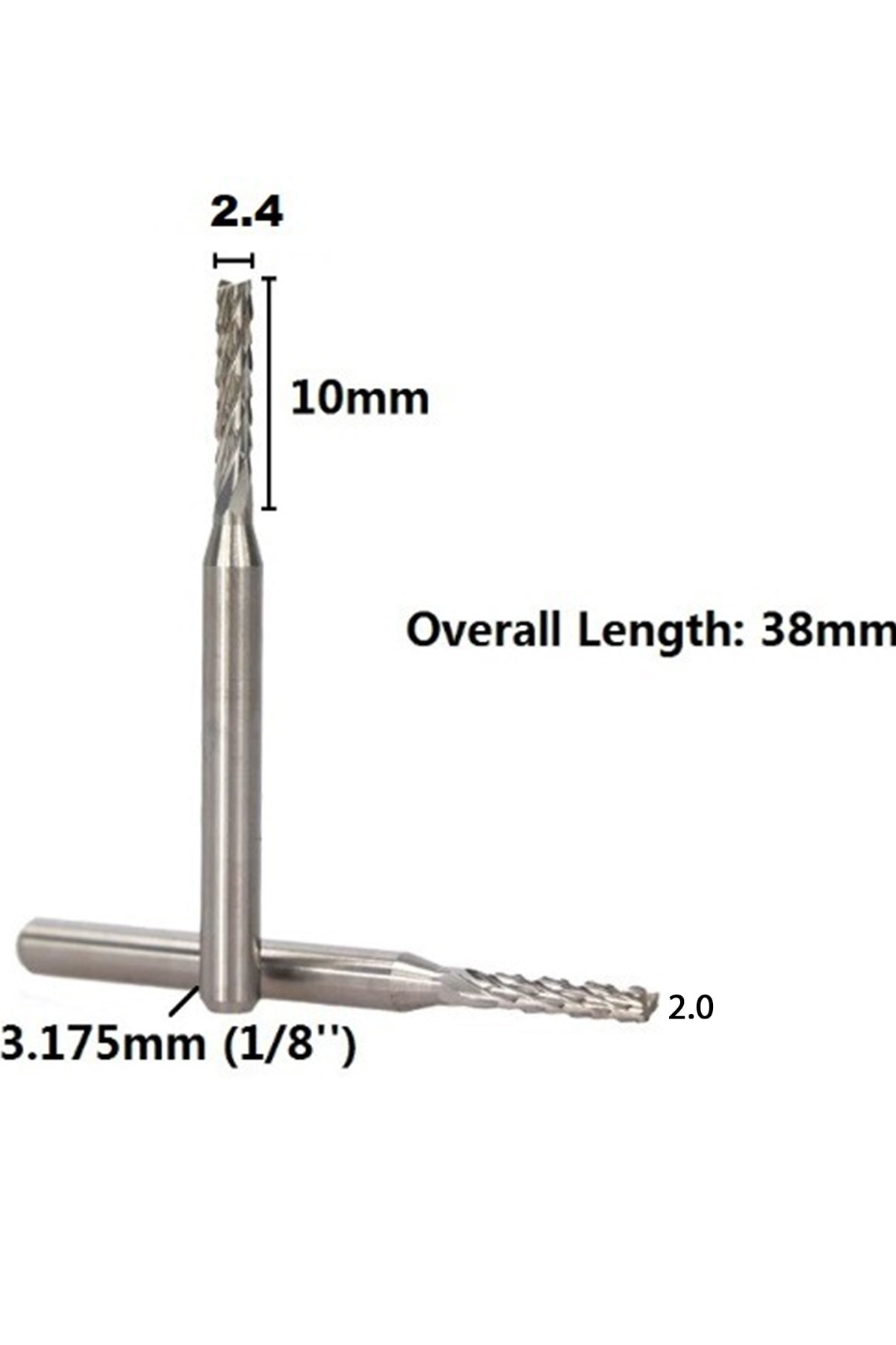 Carbide Yönlendirici 2.4 Mm 2.0 Mm Bit End Mill Freze Cnc Karbür Ucu Kesici Ahşap Ve Alüminyum M
