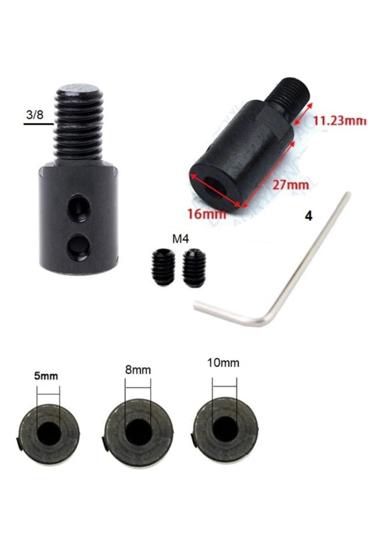 3/8mm Kaplin Vida Seti Okul Proje Ödev Hobi Uygulama Motor Mandren Için 5mm-8mm-10mm Mil 3 Adet