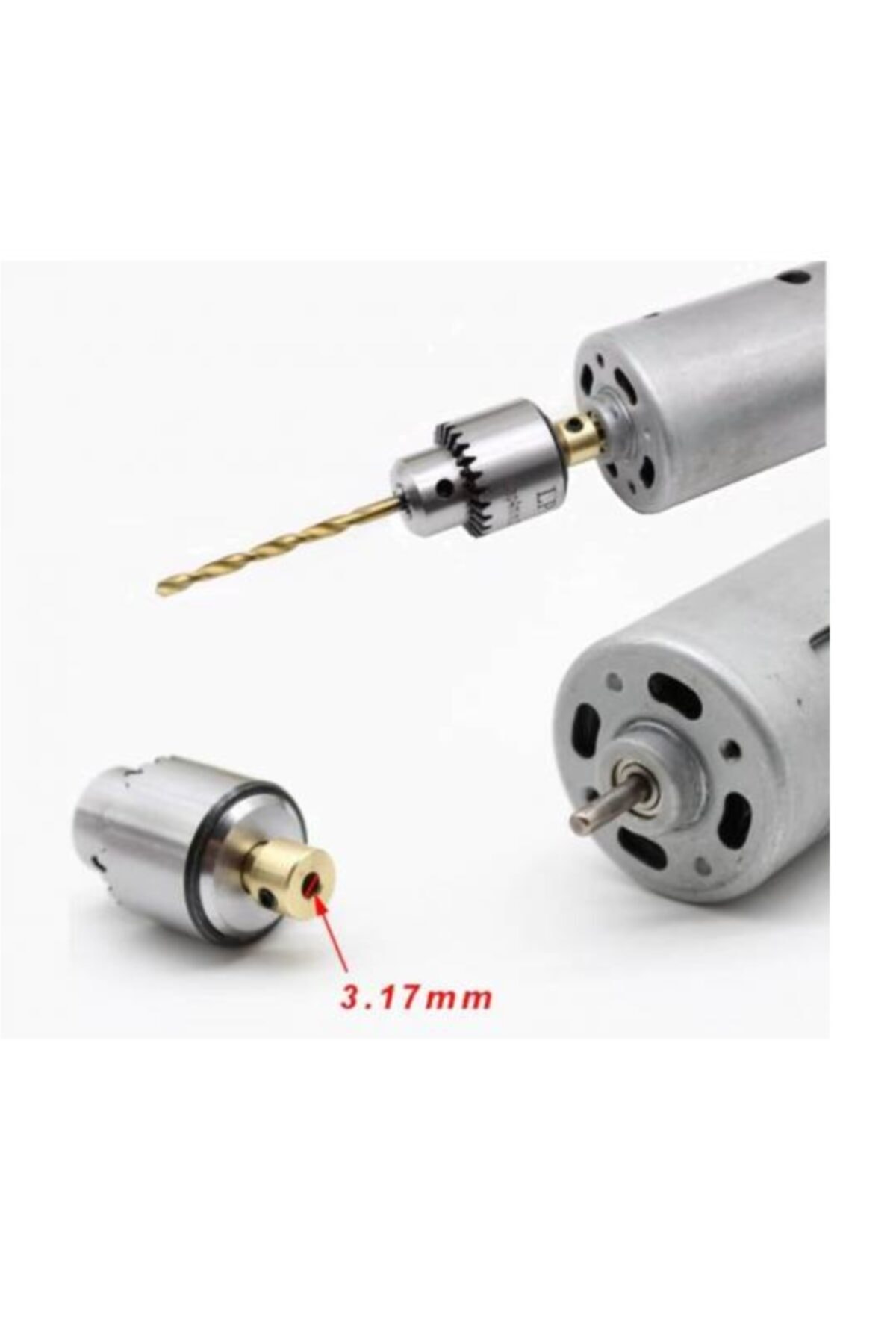 Motor Mandrel Seti Elle Sıkmalı 3 Çeneli Mini Chuck Adaptör Set