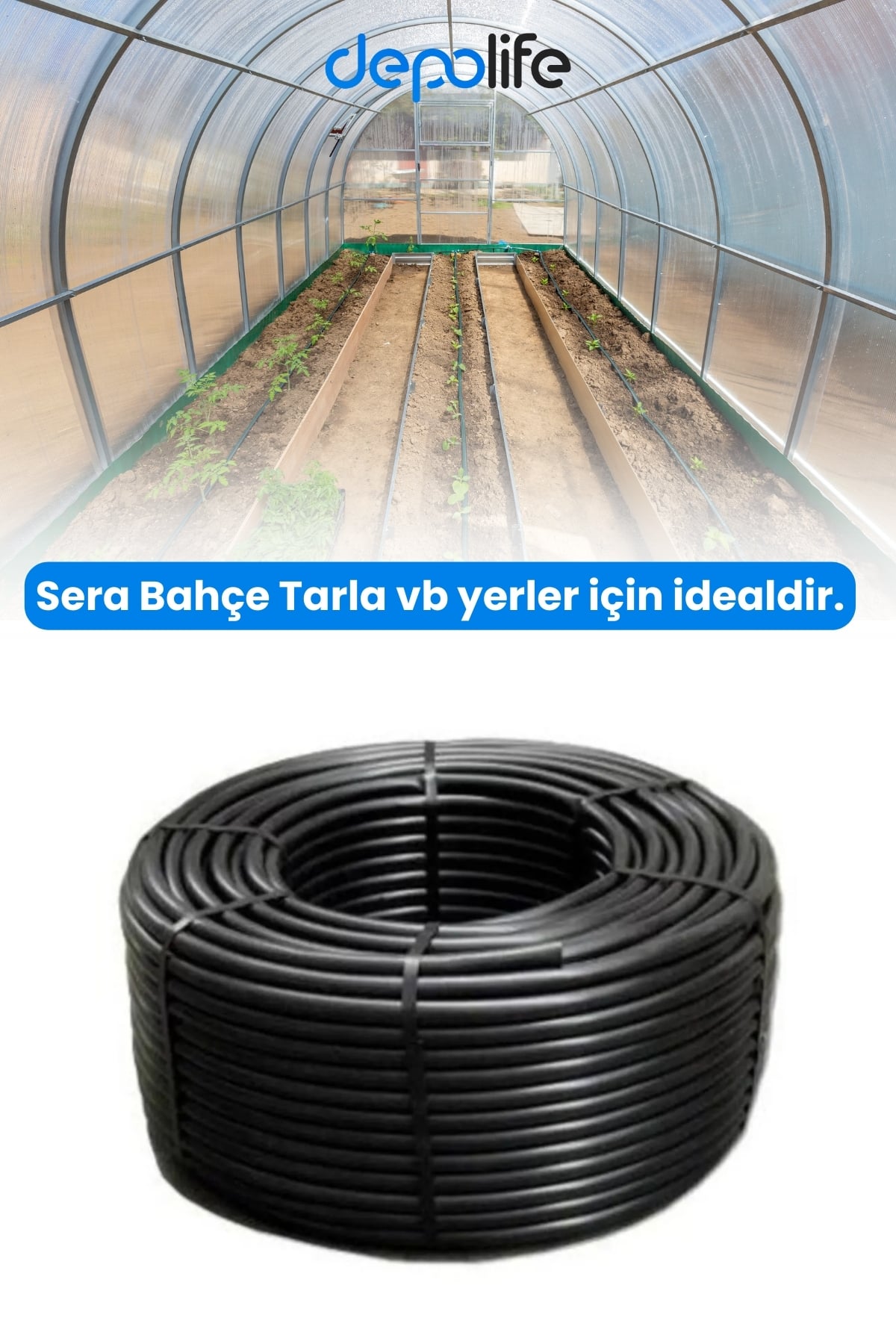 100 Metre 16mm Deliksiz Damlama Hortumu Sulama Serinletme Bahçe Sera Tarla Bitki Ağaç Sulama Borusu