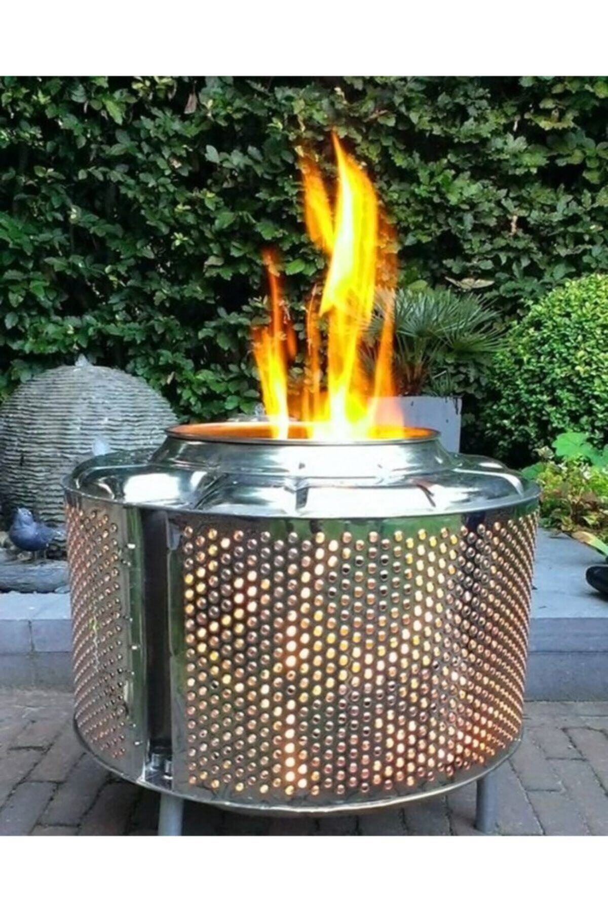 Sokak Mangalı Dış Mekan Bahçe Sobası Krom Kazan Sobası Bahçe Barbekü Ayaklı Soba