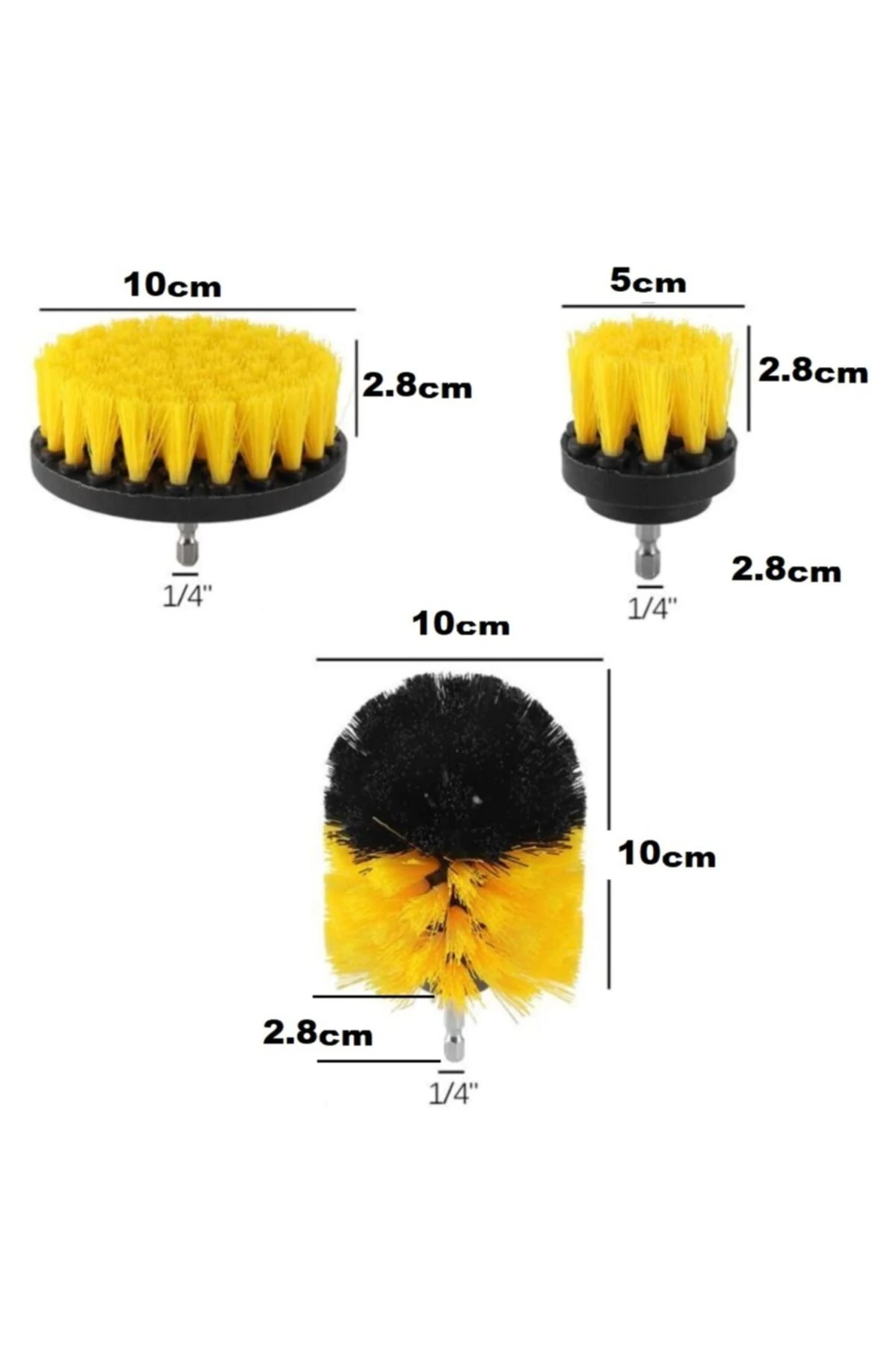 Matkap Için Pimli Temizlik Fırça Seti Banyo Mutfak Oto Jant Koltuk Halı Fayans Temizleme Fırça Kiti