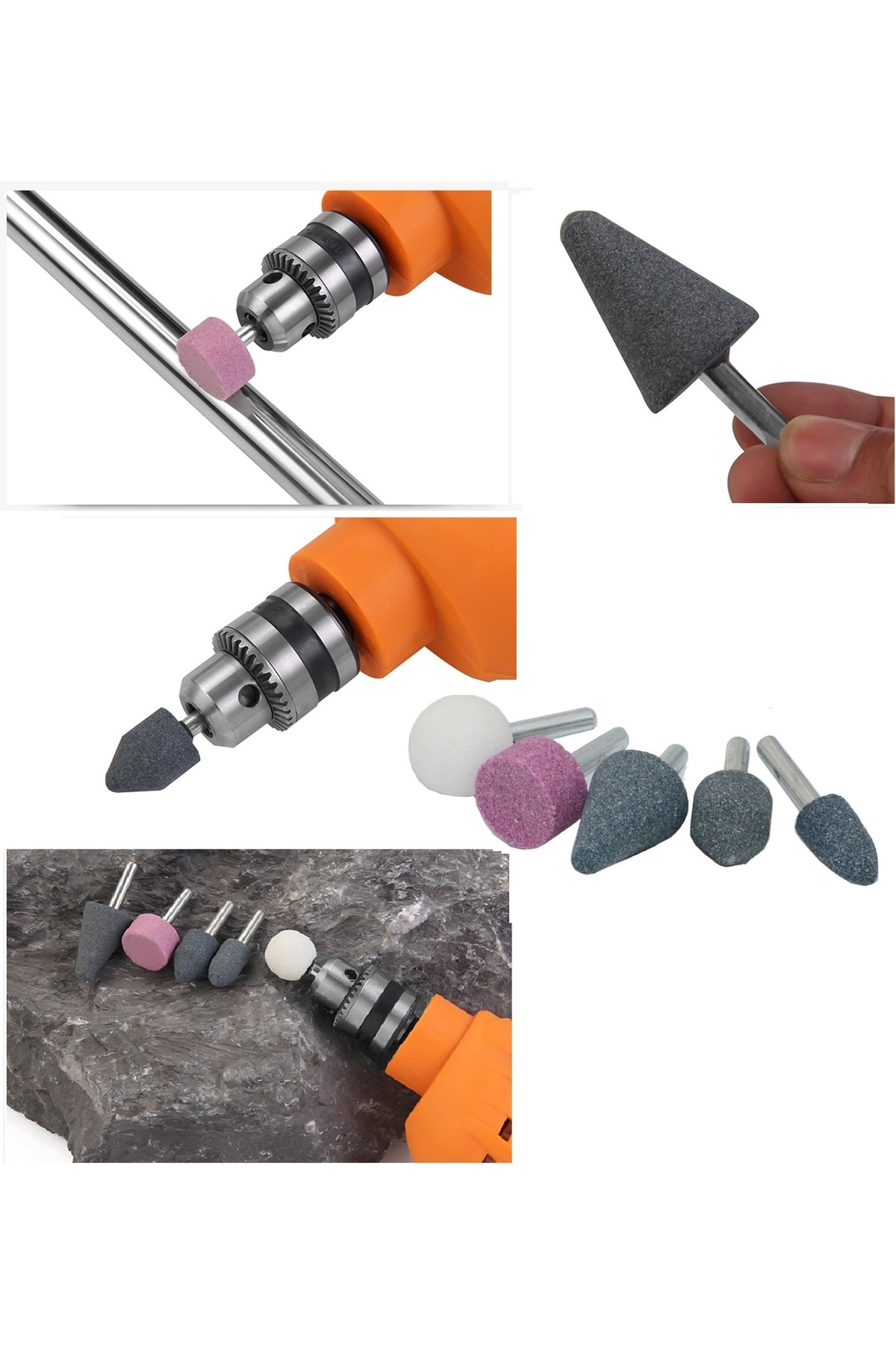 Matkap için zımpara taşı çelik tel fırça mop yaprak zımpara 10lu set zımparalama bileme pas temizle