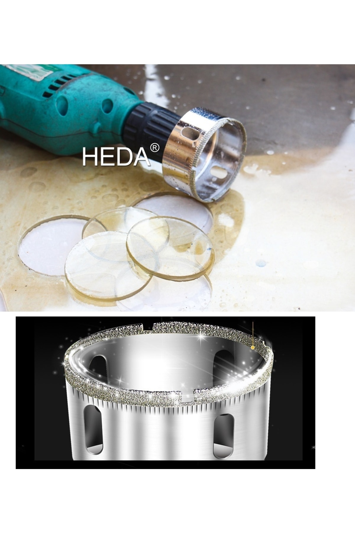 Cam Mermer Granit Delme Pancı 55mm Matkap Için Elmaslı Delik Karot