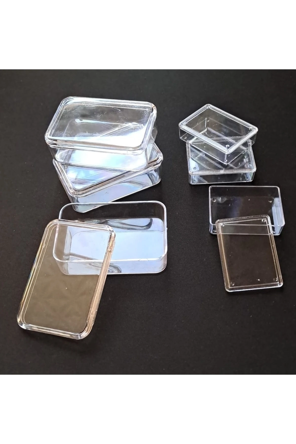Şeffaf Kapaklı Organizer Kutu Seti 12 Parça Saklama Renksiz 6 Kutu Takımı Kuyumcu Olta