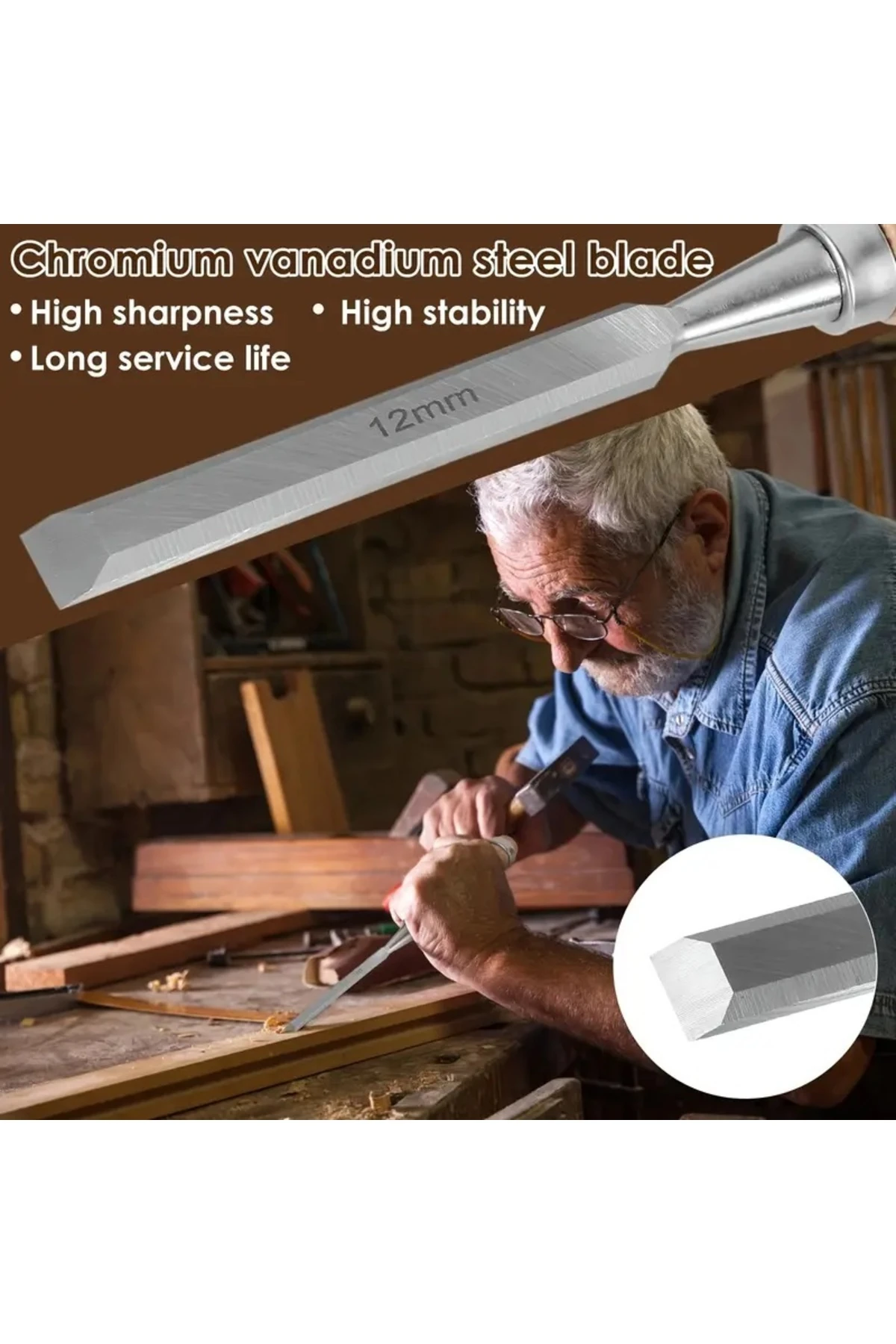 Ahşap Keski Seti 6lı Iskarpela Keskin Vanadiyum çelik Ahşap oyma Alet Takımı Ahşap Saplı Ergonomik