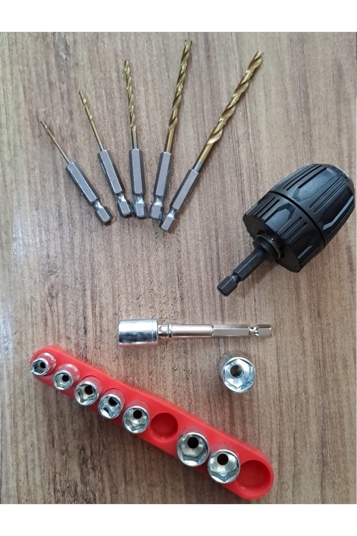 Altıgen Hex Adaptörlü Shank 1/4" Girişli 3/8" Mandren Lokma Matkap Ucu Seti