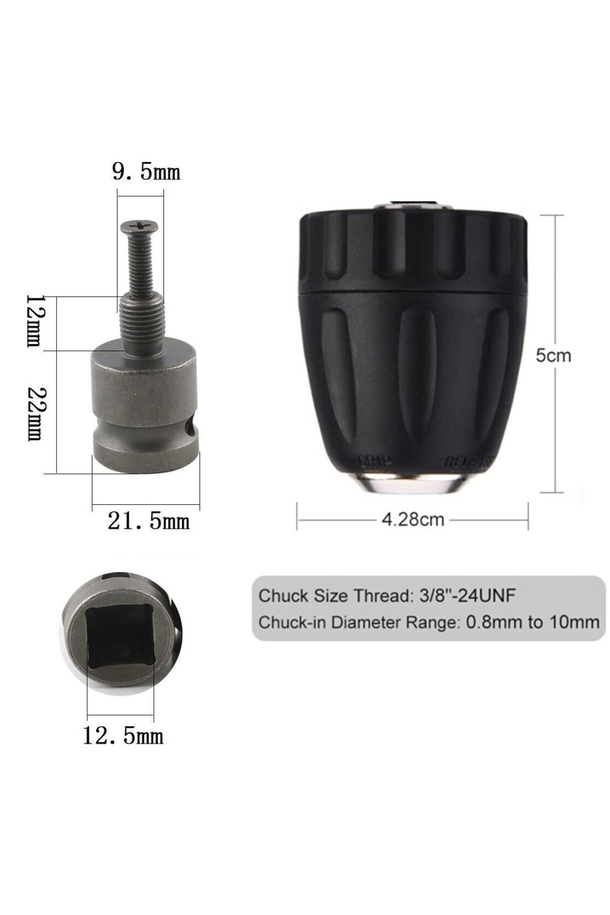 Somun Sökme Sıkma Makinesi Için 10mm Mandren Ve Bits Adaptör Seti 1/2 Hex (TORKLU MAKİNALAR İÇİN)