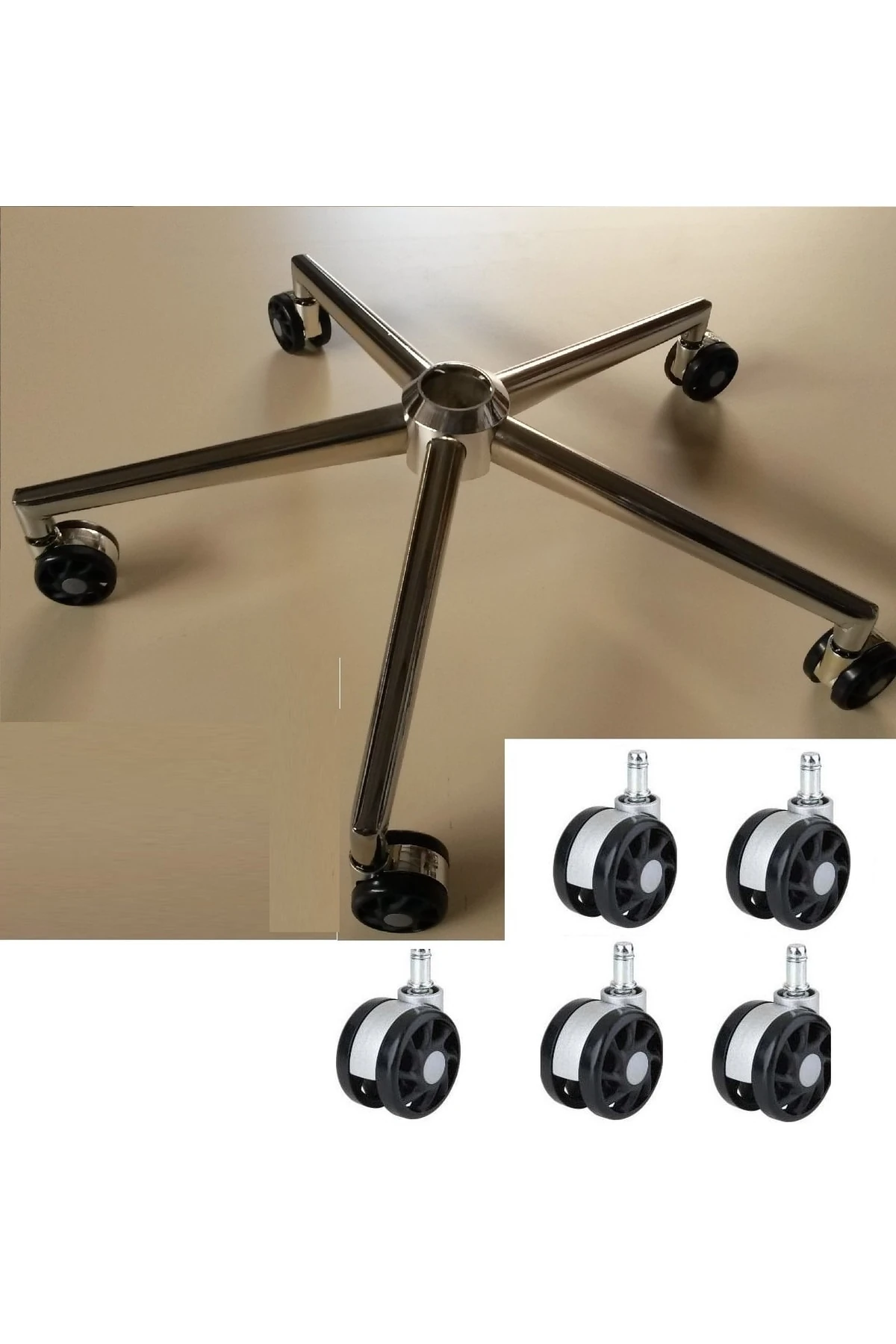 Ofis Koltuk Tekerleği Krom Görünümlü Spor Lüx Tekerlek 5li Set Yüksek Kalite