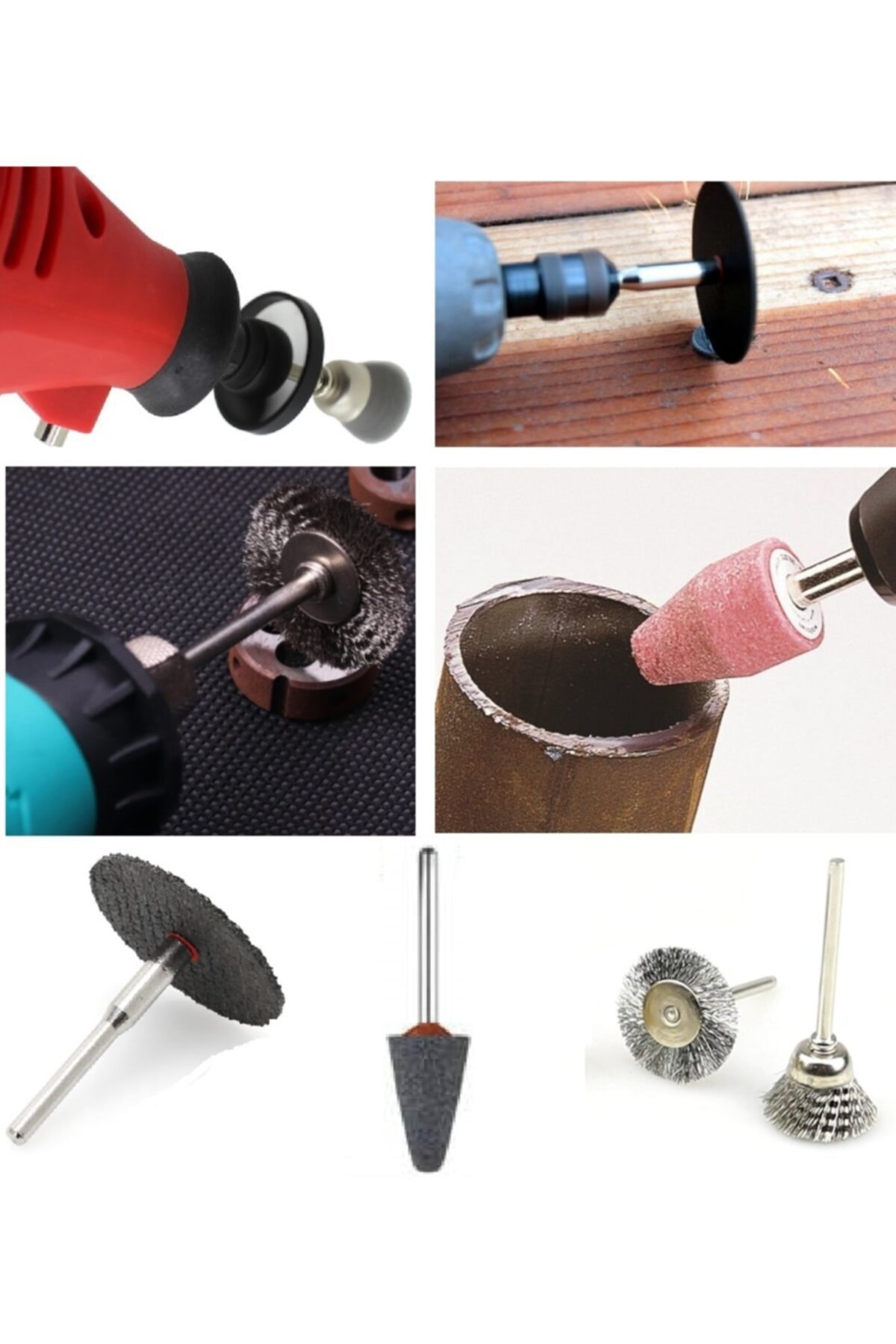 Dremel Benzeri Vız Vız Makinaları Için Kesici Mini Disk Seti Tel Fırça Kum Zımpara 20 Parça