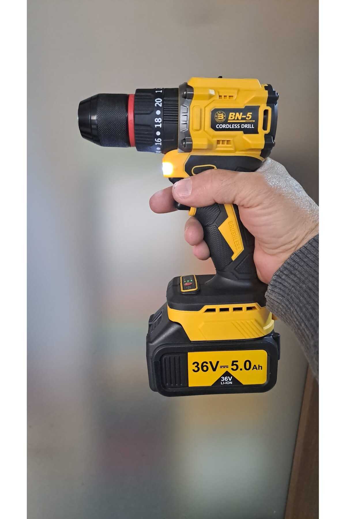 Fırçasız Professionel Şarjlı Matkap 2 Akülü Darbeli Torklu Şanzımanlı Otomatik Kilitlemeli Mandren