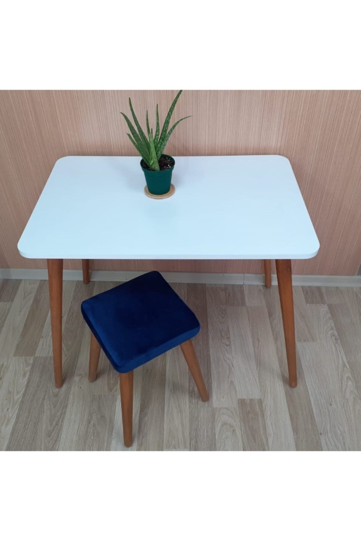 Ahşap Gürgen Ayaklı 2 Tabureli Mutfak Yemek Masa Takımı 2 Tabure 1 Masa Seti 60x90 Masa Seti