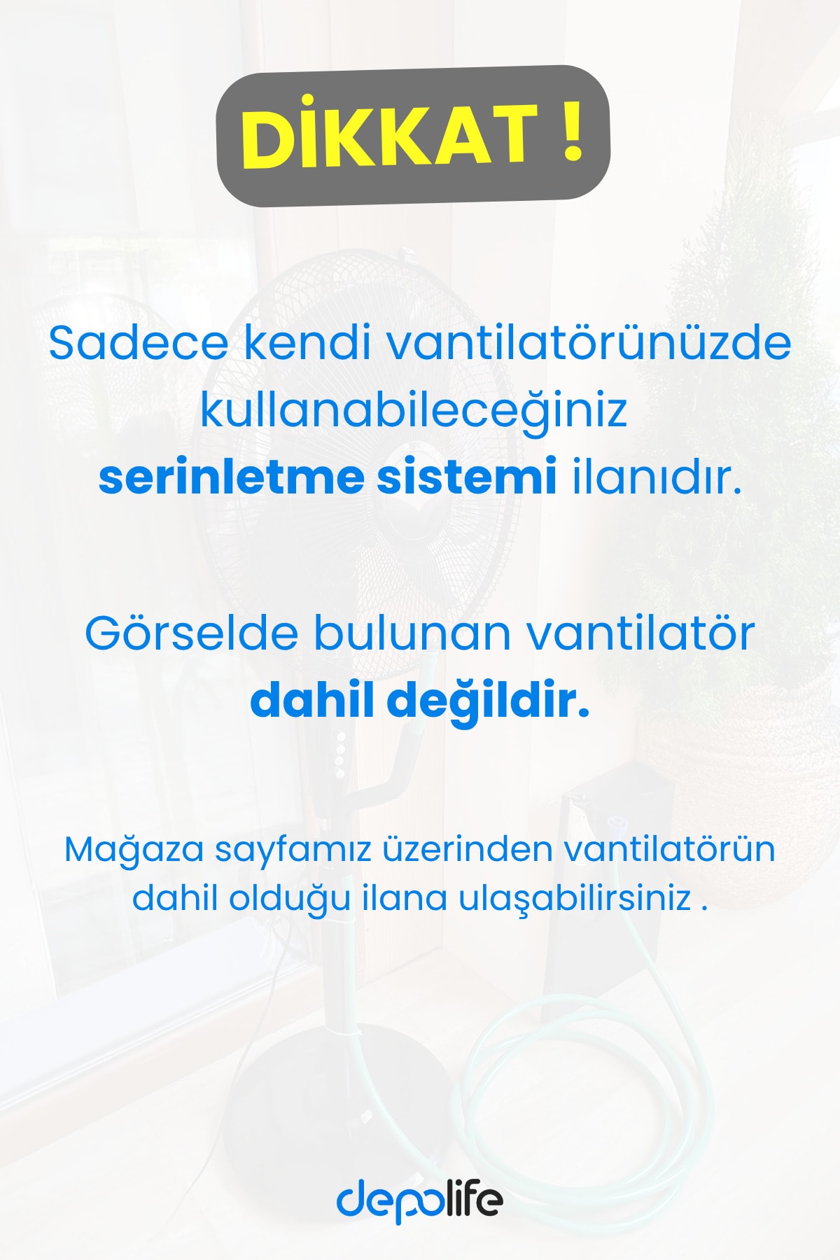Vantilatör Serinletme Sistemi Buharlama Sisleme Misting Cafe Bahçe Balkon Veranda Su Buhar Püskürtme