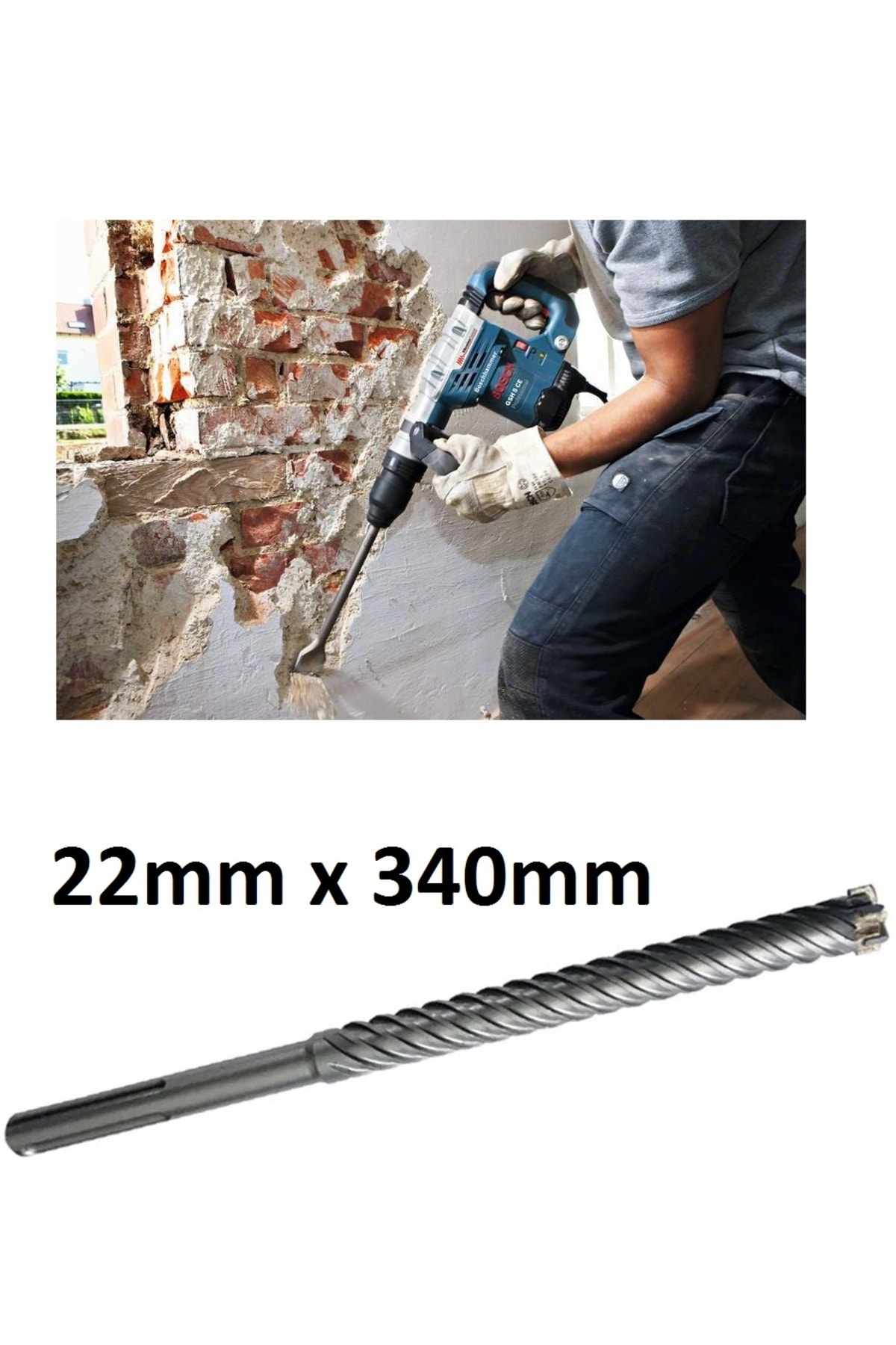 Sds Max Kırıcı Delici Için Matkap Ucu 22mm 4 Elmas/flüt Elmaslı Sdsmax 22mmx340mm
