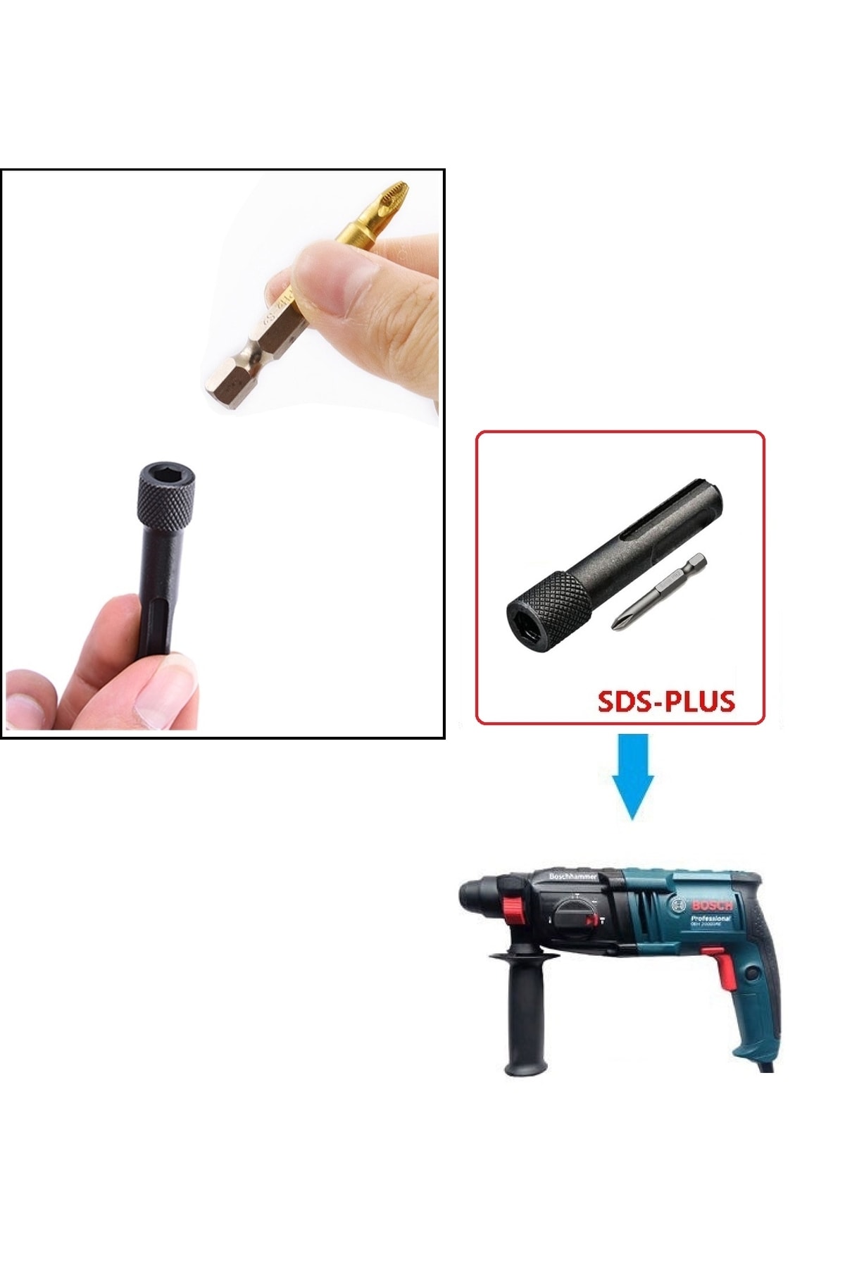 Kırıcı Delici Matkap Için Sds Plus Matkap Uç Seti Murç Keski 1/4 Hex Vidalama Adaptörü 4 Parça