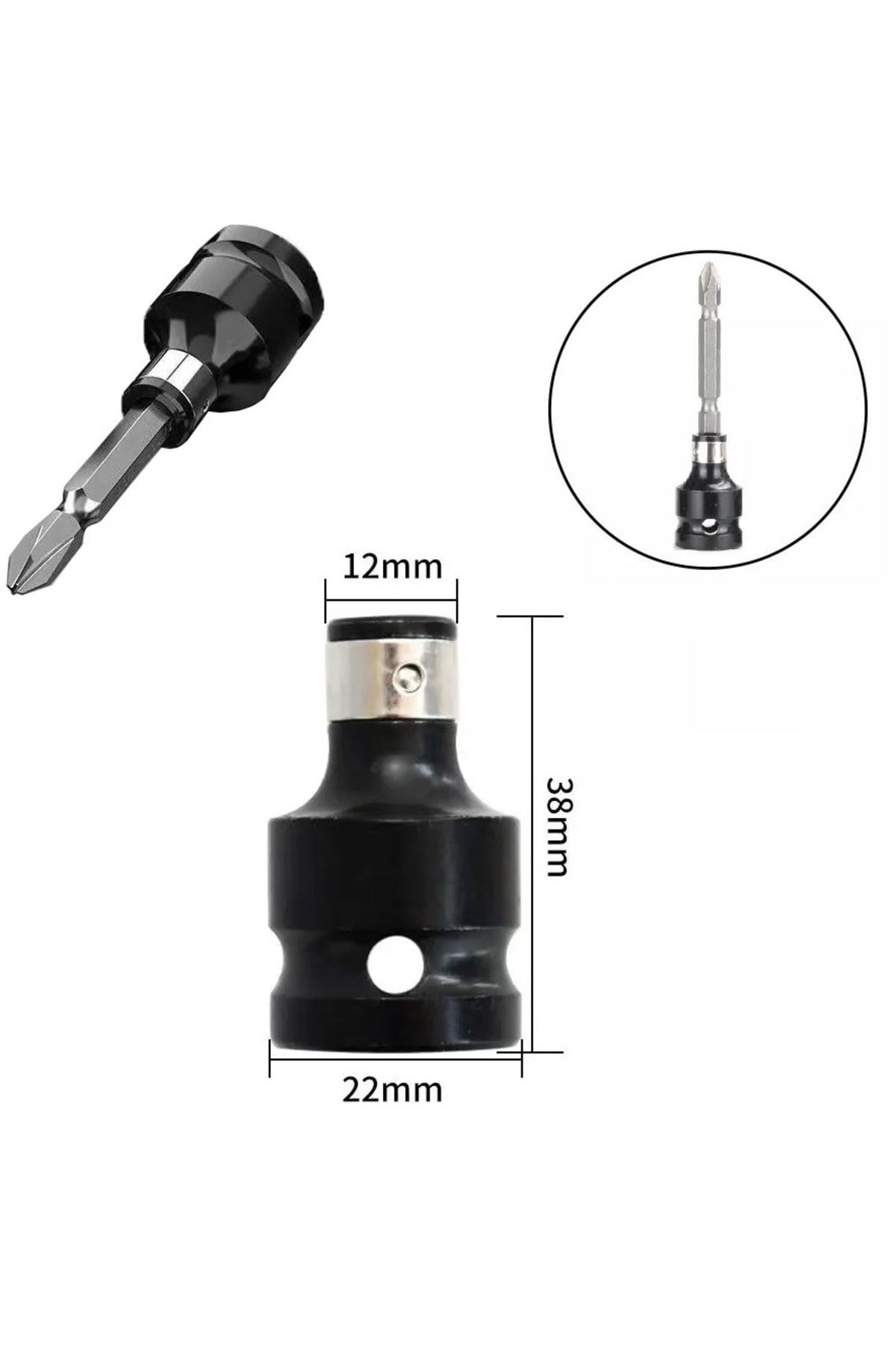 Torklu bijon Somun Sökme Darbeli Matkap için Bits altıgen Adaptör 4lü Set Yaylı Ağır hizmet Mandreni