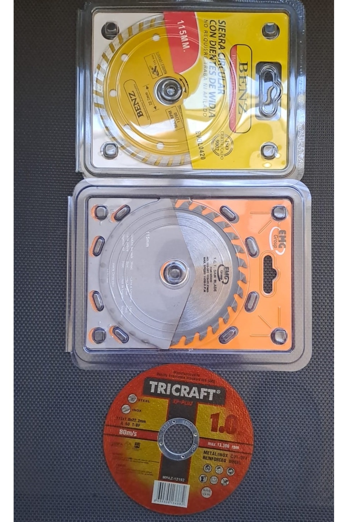 115mm Turbo Mermer Fayans Granit Ahşap Metal Kesme Disk Seti 115mm Sunta Kesim Diski 3lü